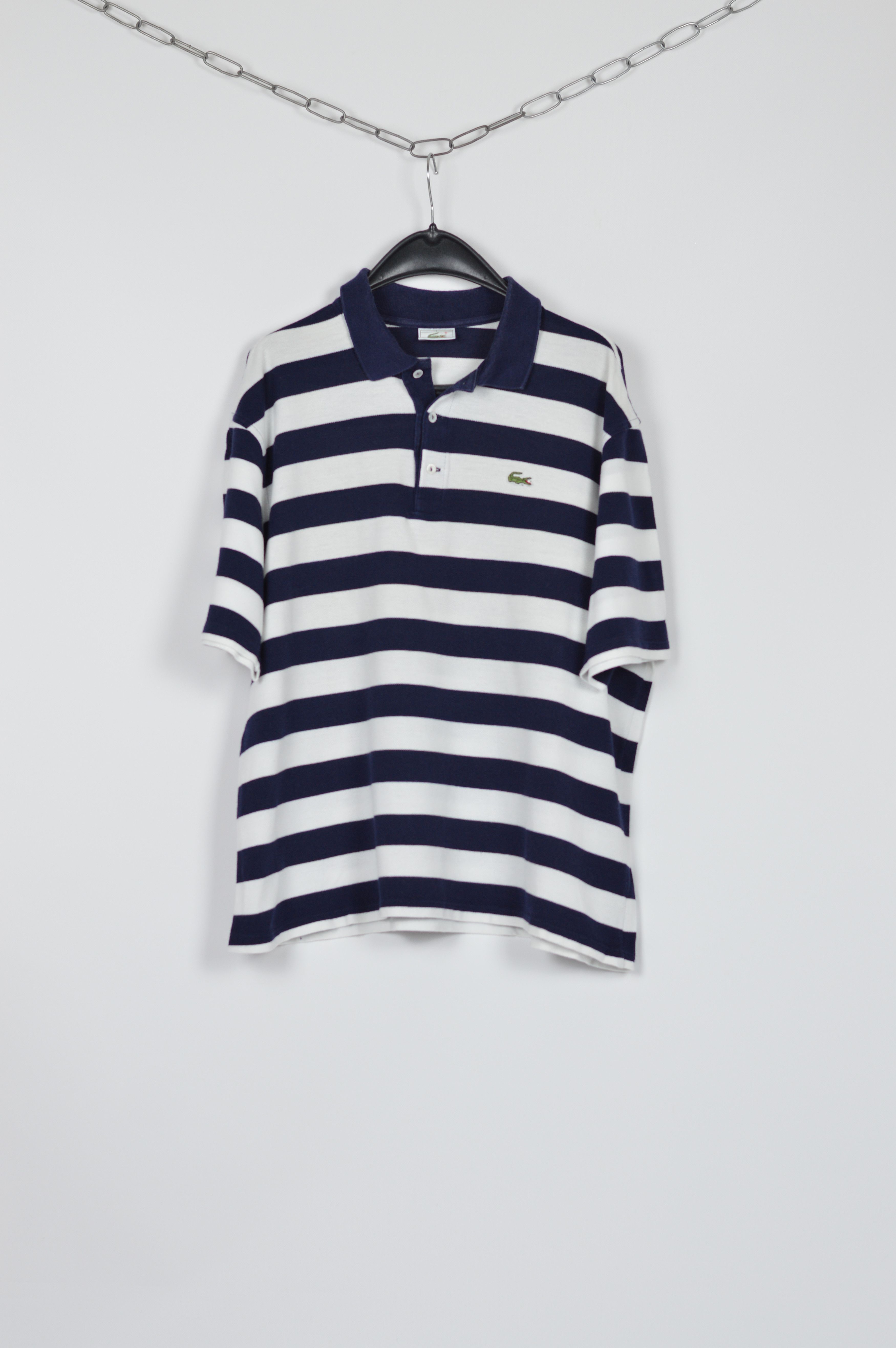 Lacoste × Vintage Vintage Lacoste Striped White\Blue Polo Size US XL / EU 56 / 4 - 1 Thumbnail