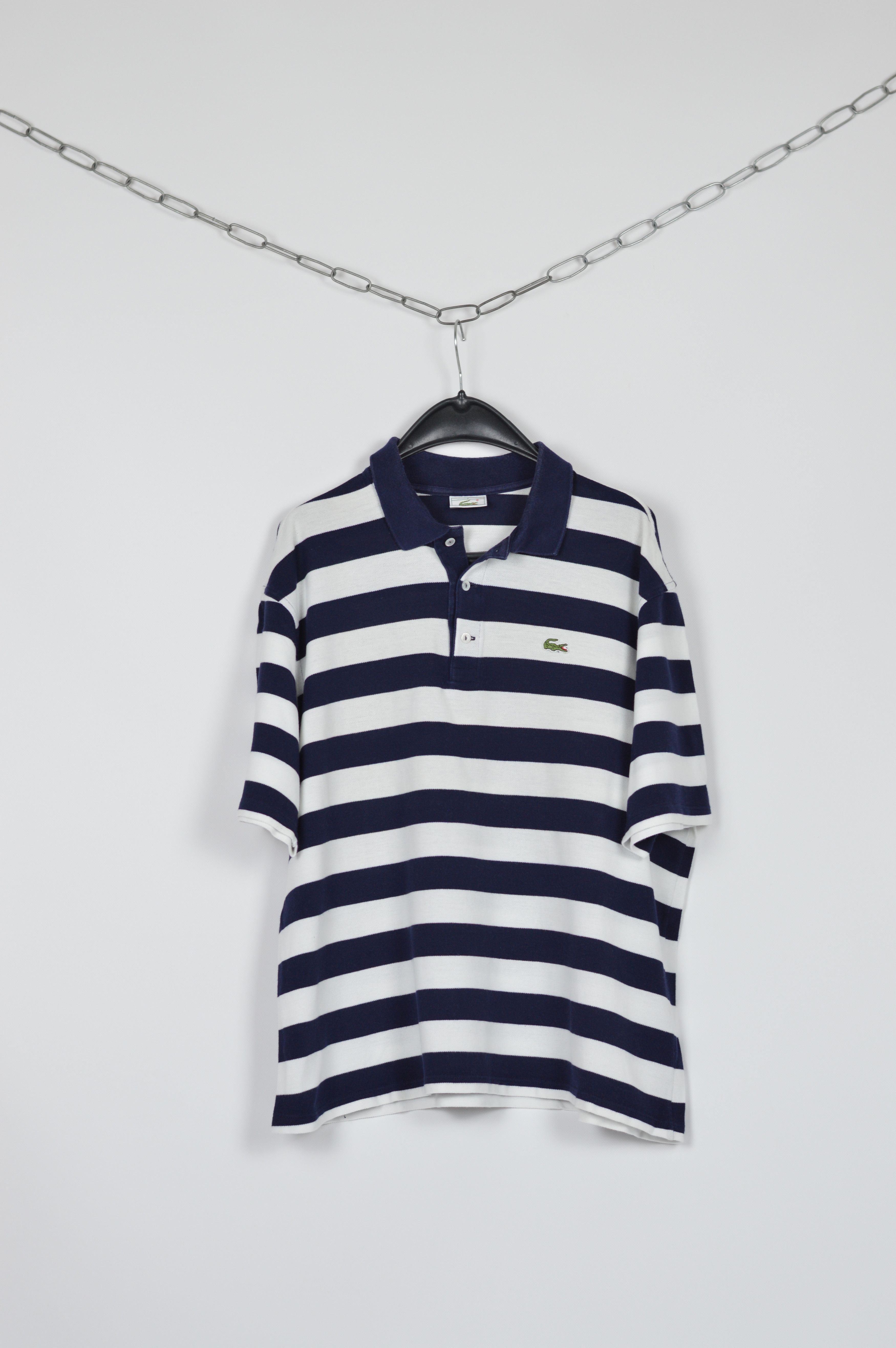 Lacoste × Vintage Vintage Lacoste Striped White\Blue Polo Size US XL / EU 56 / 4 - 2 Thumbnail