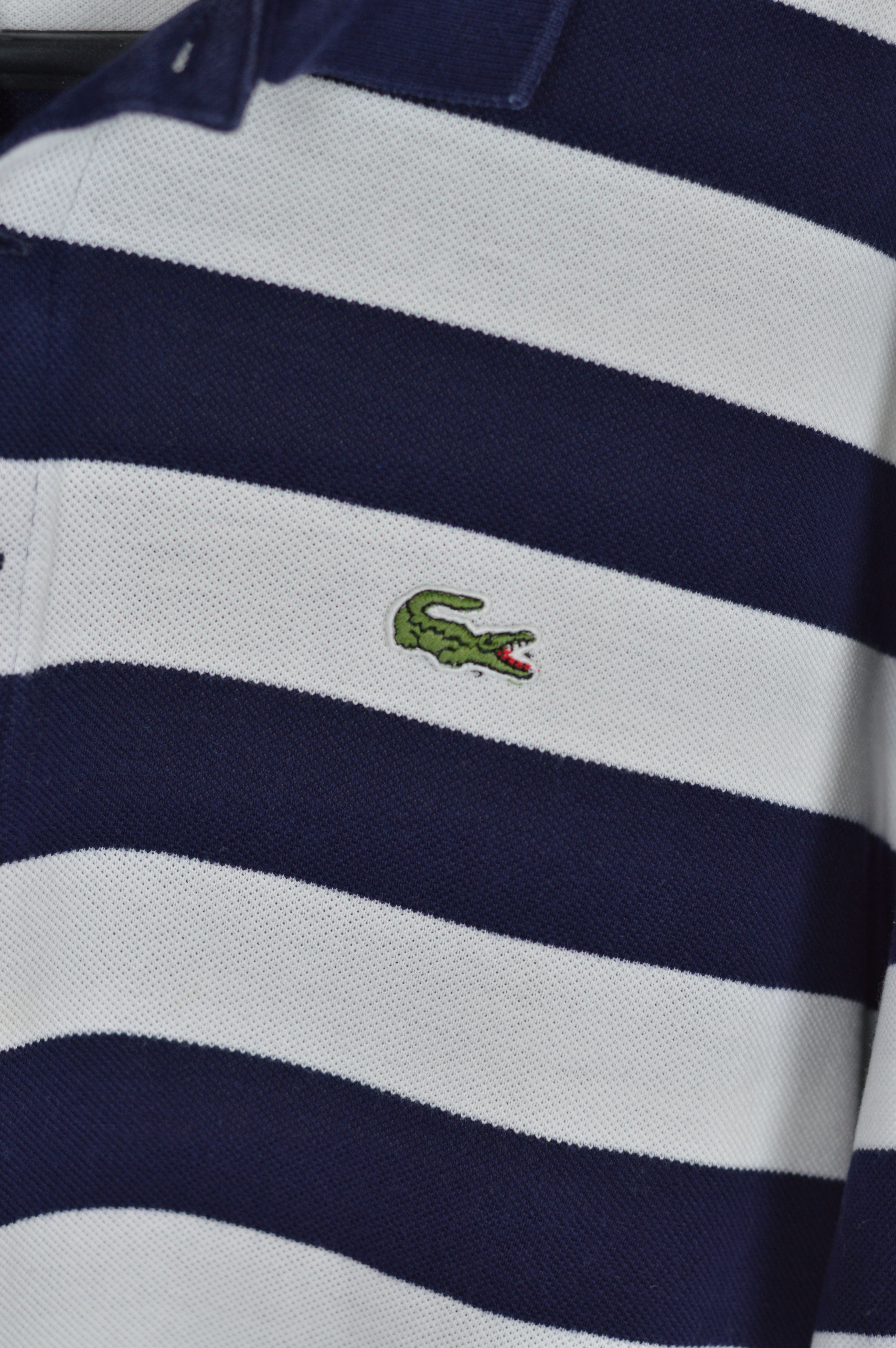 Lacoste × Vintage Vintage Lacoste Striped White\Blue Polo Size US XL / EU 56 / 4 - 4 Thumbnail