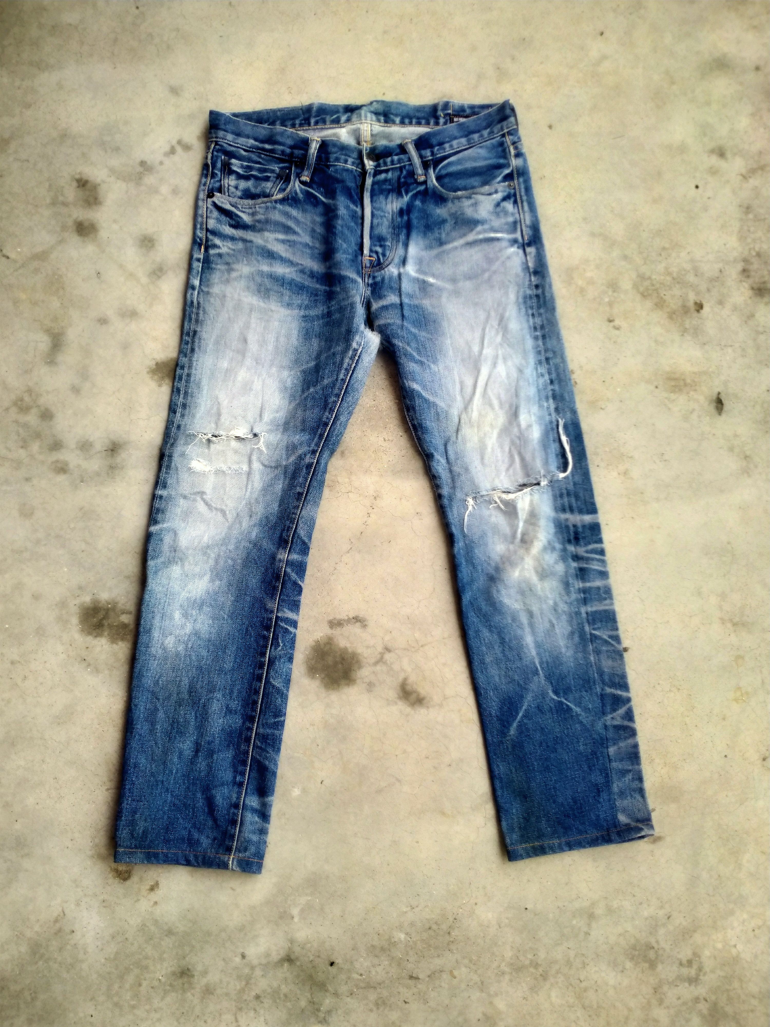 Vintage DISTRESSED KURO SELVEDGE DENIM Size US 32 / EU 48 - 1 Thumbnail