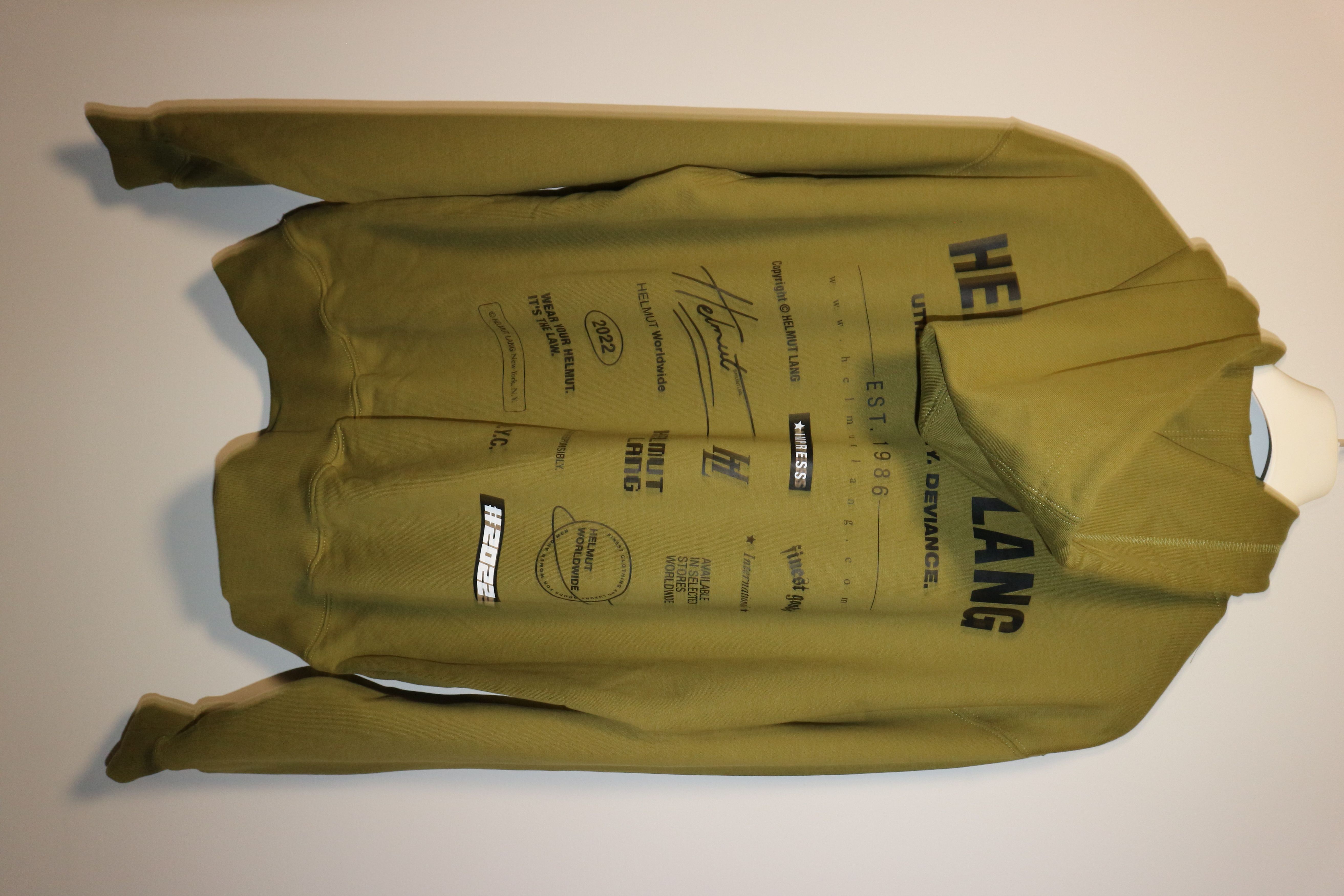image of Helmut Lang Logo Print Hoodie 2022 in Fern, Men's (Size Medium)