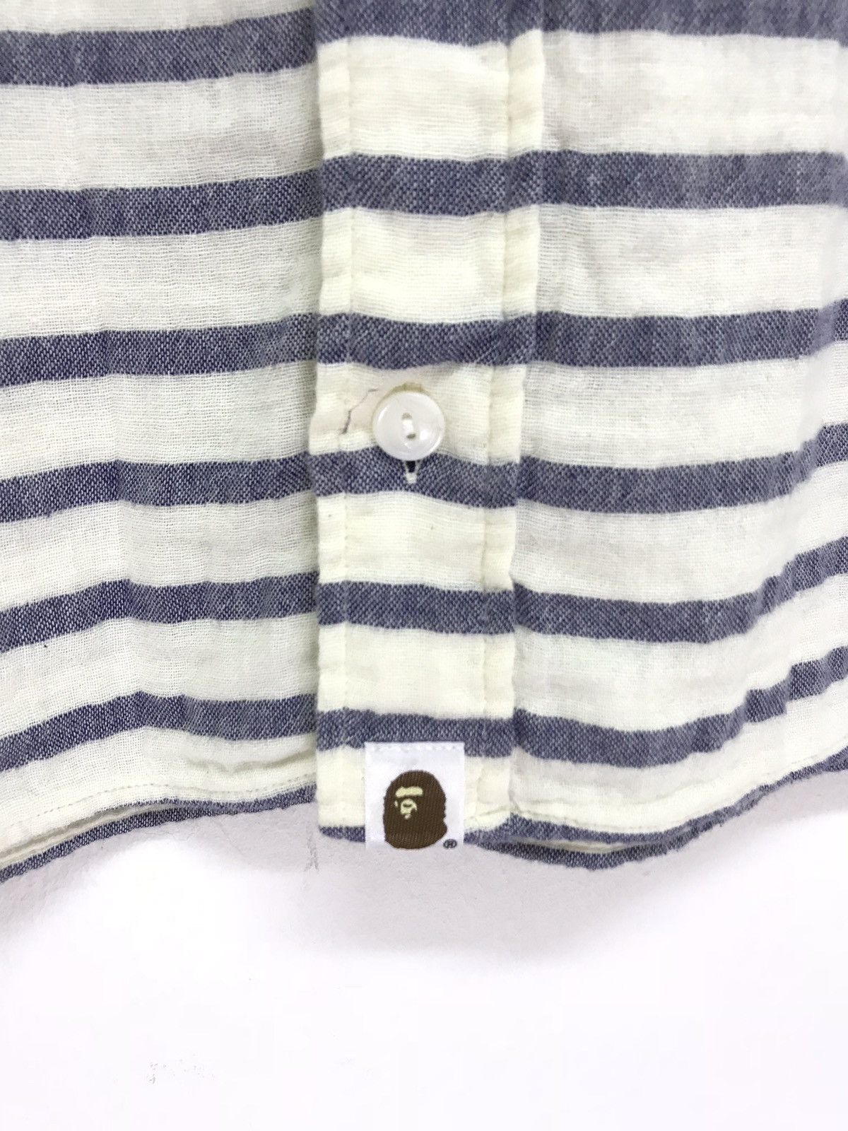 Bape A Bathing Ape Horizontal Striped Cotton Shirt Fit M Size US S / EU 44-46 / 1 - 3 Thumbnail