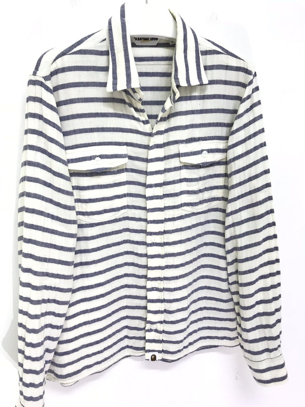 Bape A Bathing Ape Horizontal Striped Cotton Shirt Fit M Size US S / EU 44-46 / 1 - 2 Thumbnail