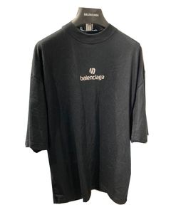 College Logo Cotton T Shirt in Black - Balenciaga