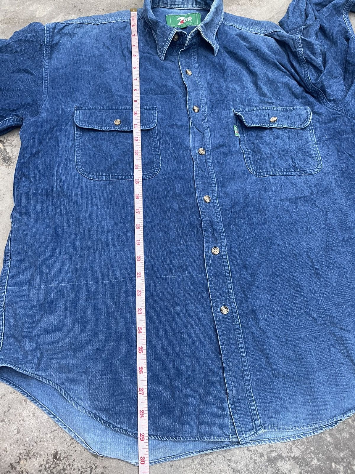 Vintage Vintage 90s 7Up Soda Denim Button Up Shirt Size US L / EU 52-54 / 3 - 6 Thumbnail