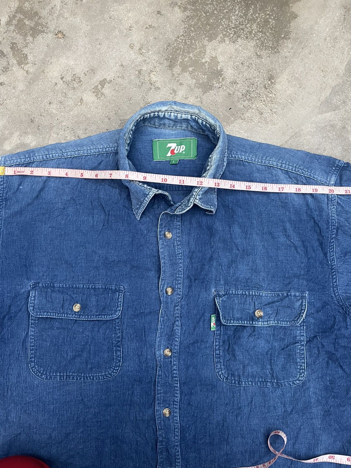Vintage Vintage 90s 7Up Soda Denim Button Up Shirt Size US L / EU 52-54 / 3 - 7 Thumbnail