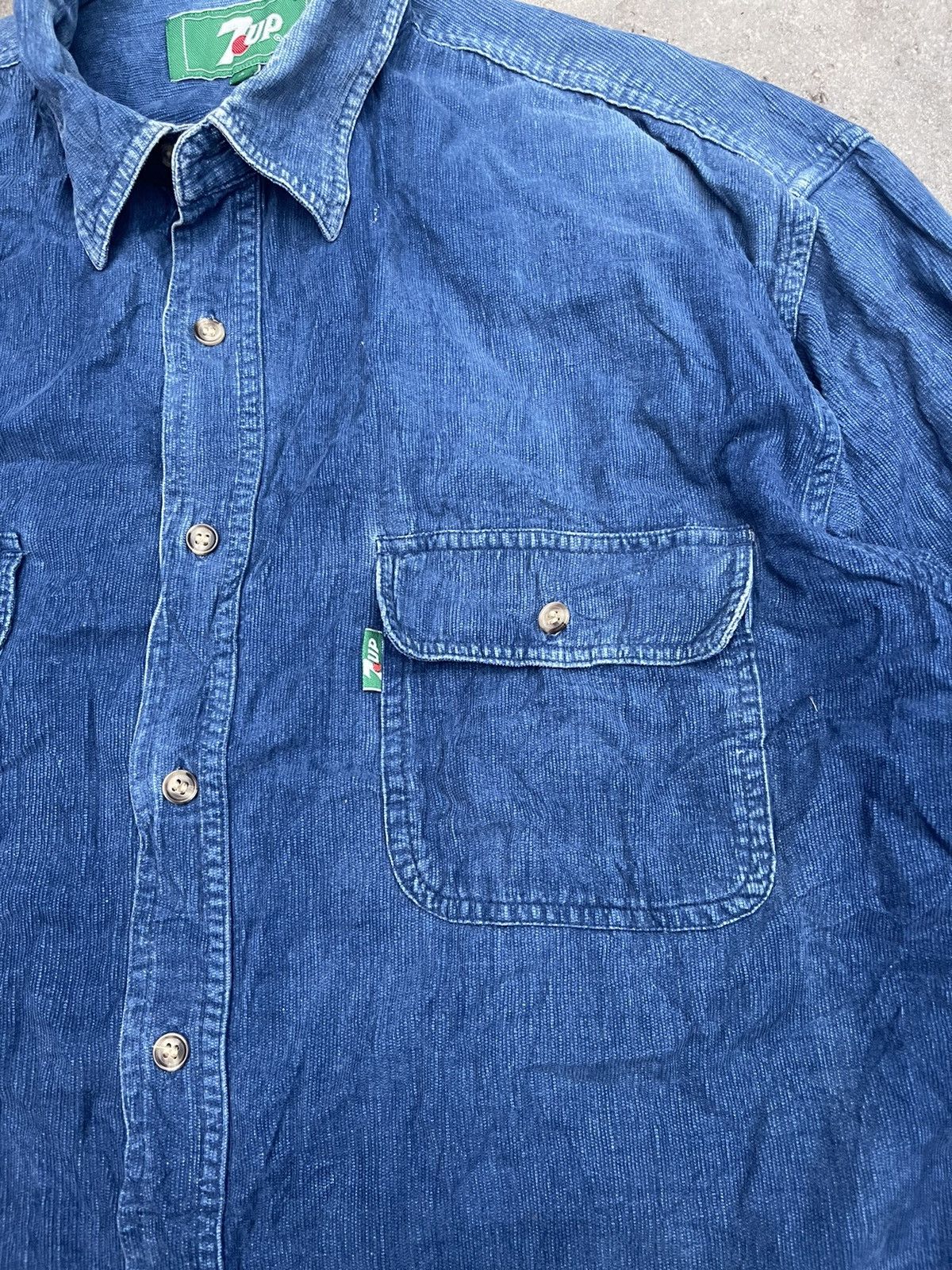 Vintage Vintage 90s 7Up Soda Denim Button Up Shirt Size US L / EU 52-54 / 3 - 4 Thumbnail