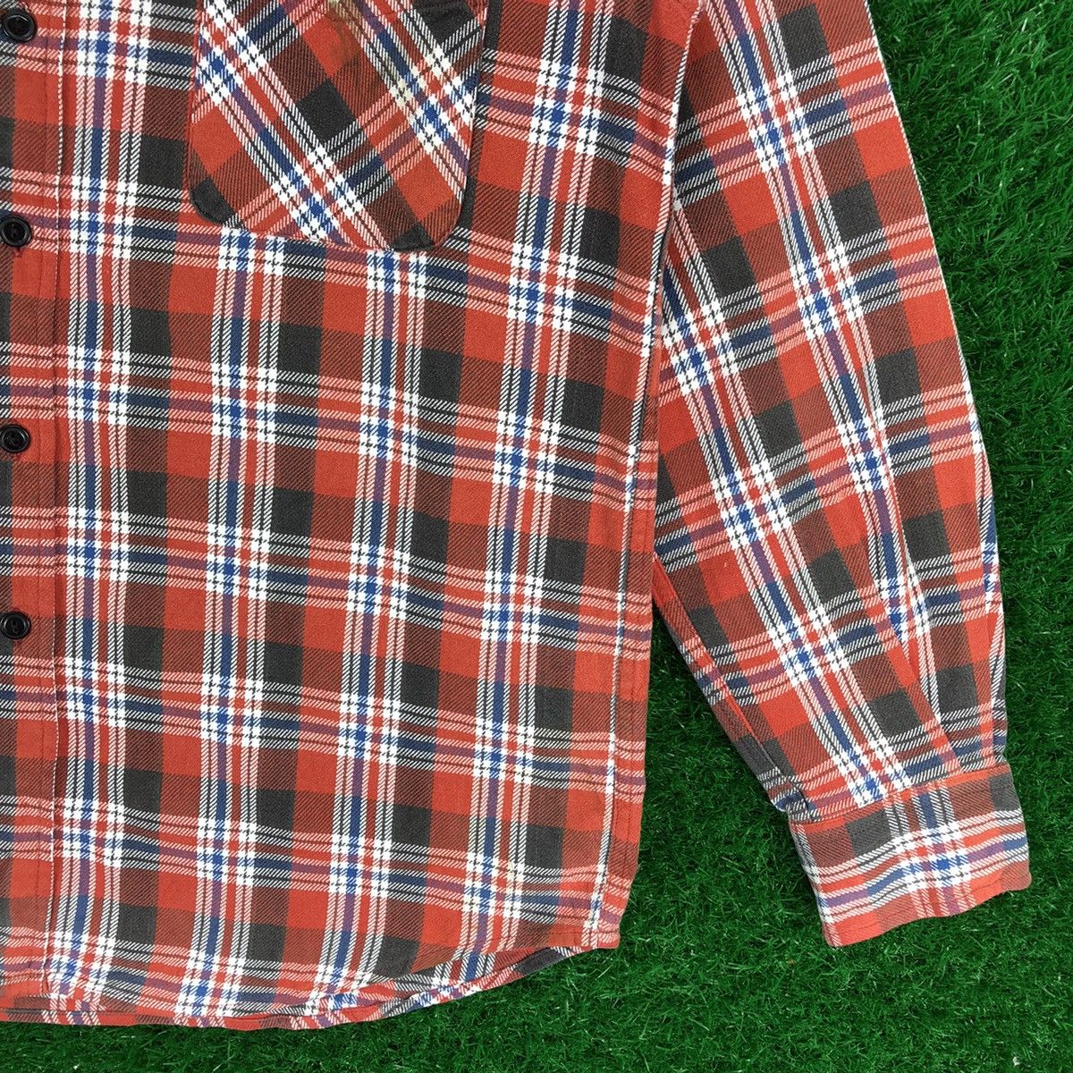 Flannel Vintage 80's Flannel Checkered Single Pocket Cat eye Button Size US L / EU 52-54 / 3 - 3 Thumbnail