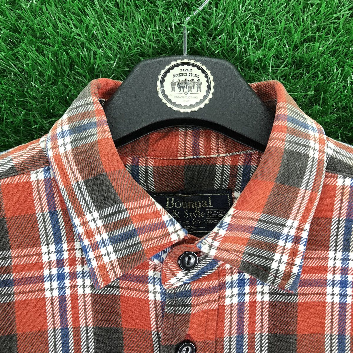 Flannel Vintage 80's Flannel Checkered Single Pocket Cat eye Button Size US L / EU 52-54 / 3 - 7 Thumbnail