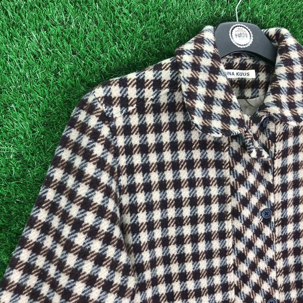 Japanese Brand Vintage 80's Wool Checkered Zipper Jacket by Pina Kuus Size US M / EU 48-50 / 2 - 2 Thumbnail