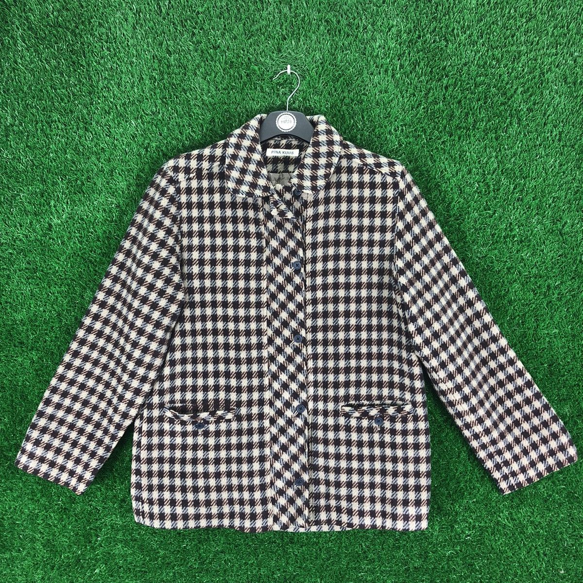 Japanese Brand Vintage 80's Wool Checkered Zipper Jacket by Pina Kuus Size US M / EU 48-50 / 2 - 1 Thumbnail