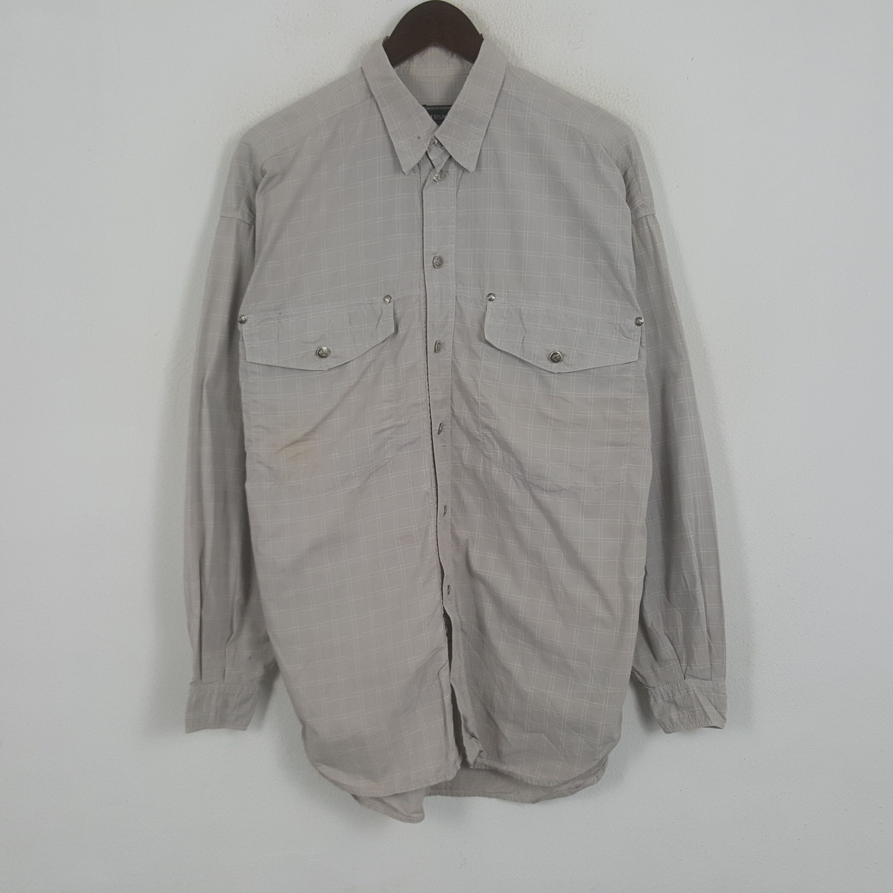 Vintage Vintage Versace Worker Button Up Shirt Size US L / EU 52-54 / 3 - 1 Preview
