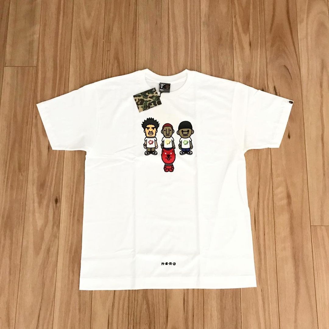 image of Bape X N.e.r.d Fly Or Die Milo Tee in White, Men's (Size Large)