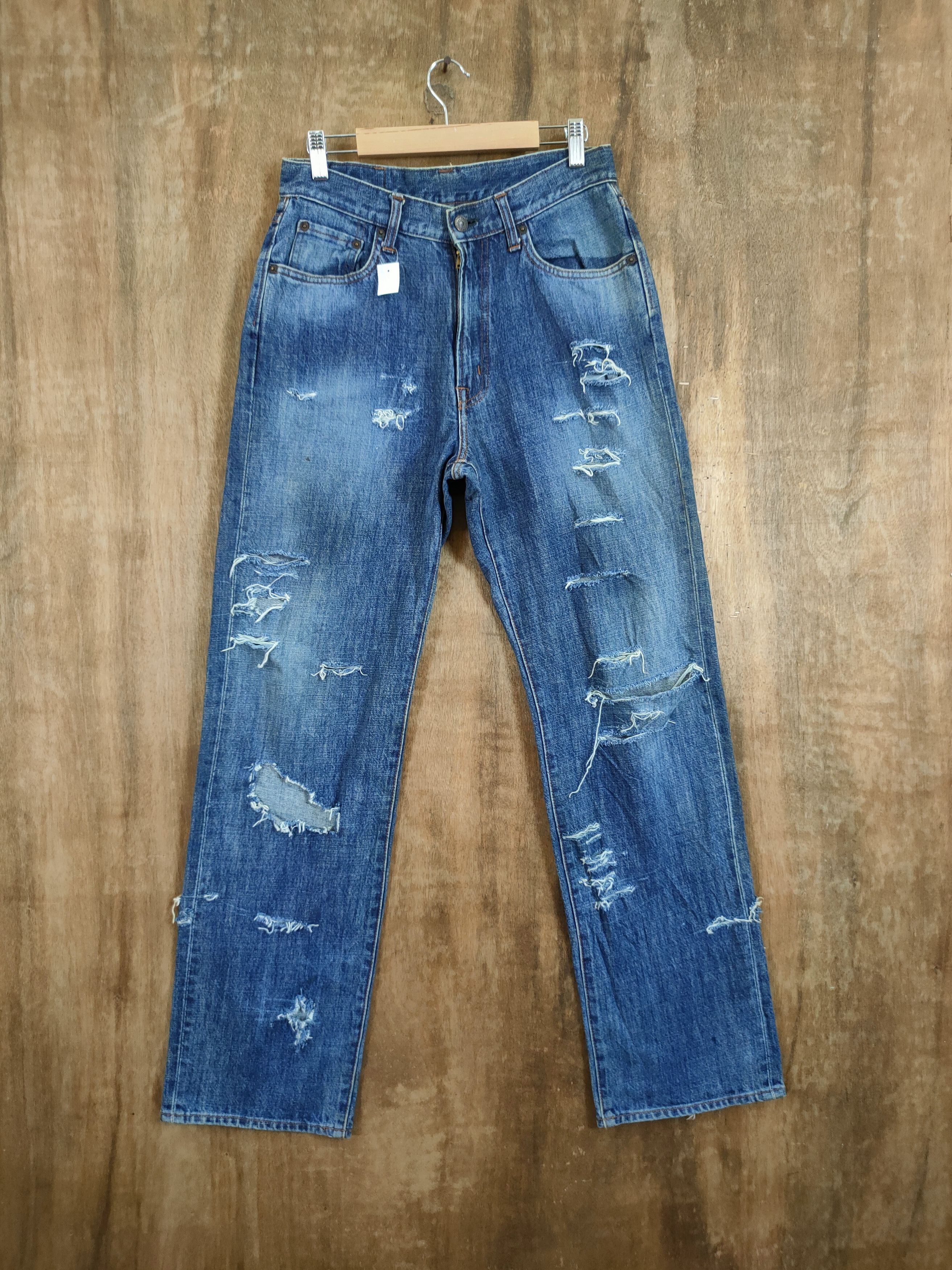 Japanese Brand DL Gold Rush Distressed denim thrashed vintage pants #46-898 Size US 29 - 1 Thumbnail