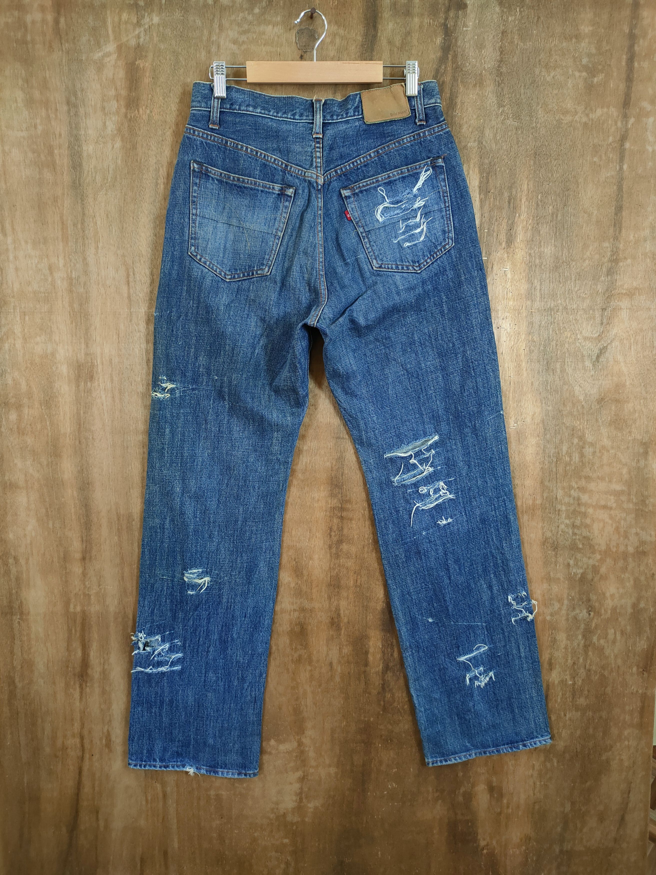 Japanese Brand DL Gold Rush Distressed denim thrashed vintage pants #46-898 Size US 29 - 6 Thumbnail