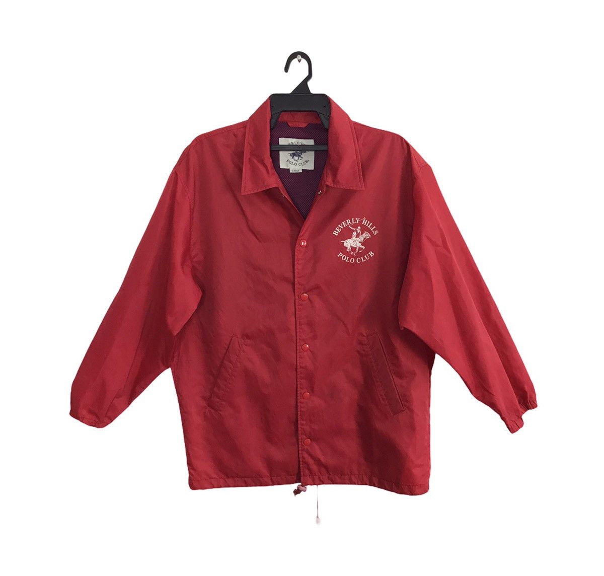 Image of Beverly Hills Polo Club Windbreaker Hoodies Jacket in Red, Men's (Size 2XL)