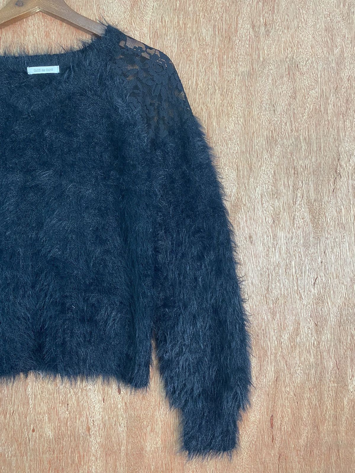 Homespun Knitwear Olive Des Olive Shag Shaggy Fur Mohair Knitwear #B624 Size US S / EU 44-46 / 1 - 4 Thumbnail