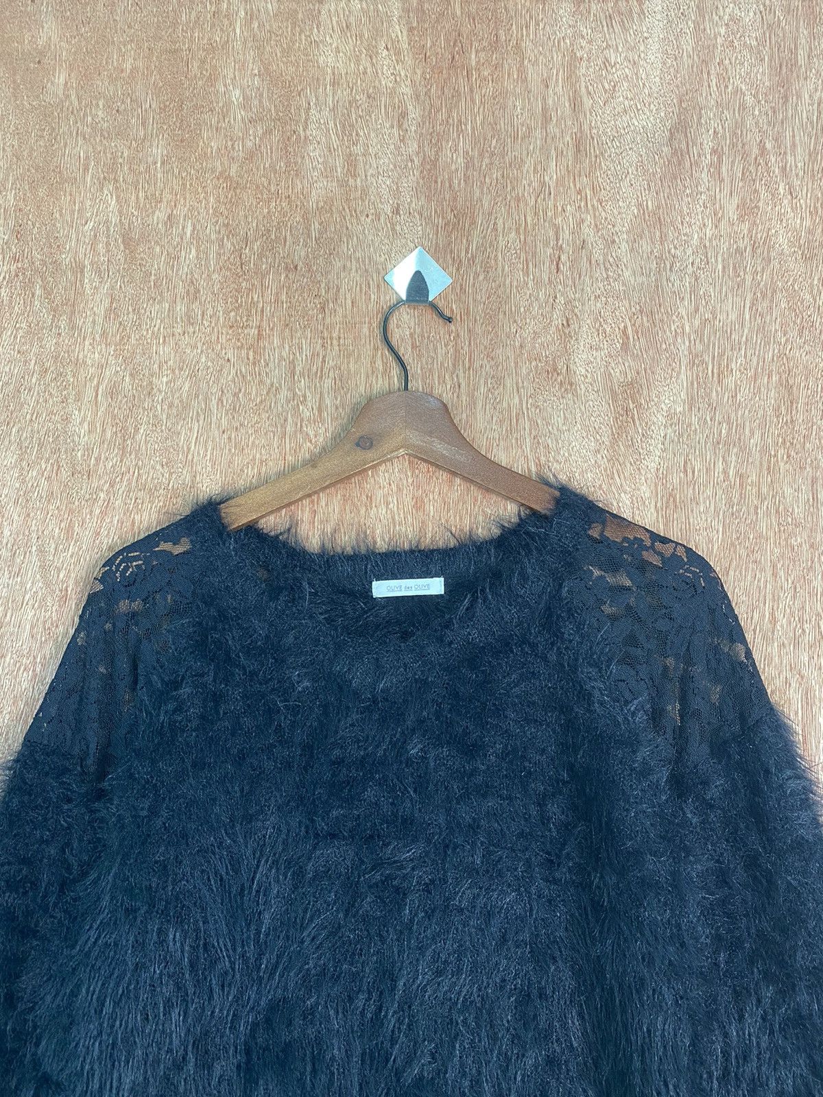 Homespun Knitwear Olive Des Olive Shag Shaggy Fur Mohair Knitwear #B624 Size US S / EU 44-46 / 1 - 2 Thumbnail