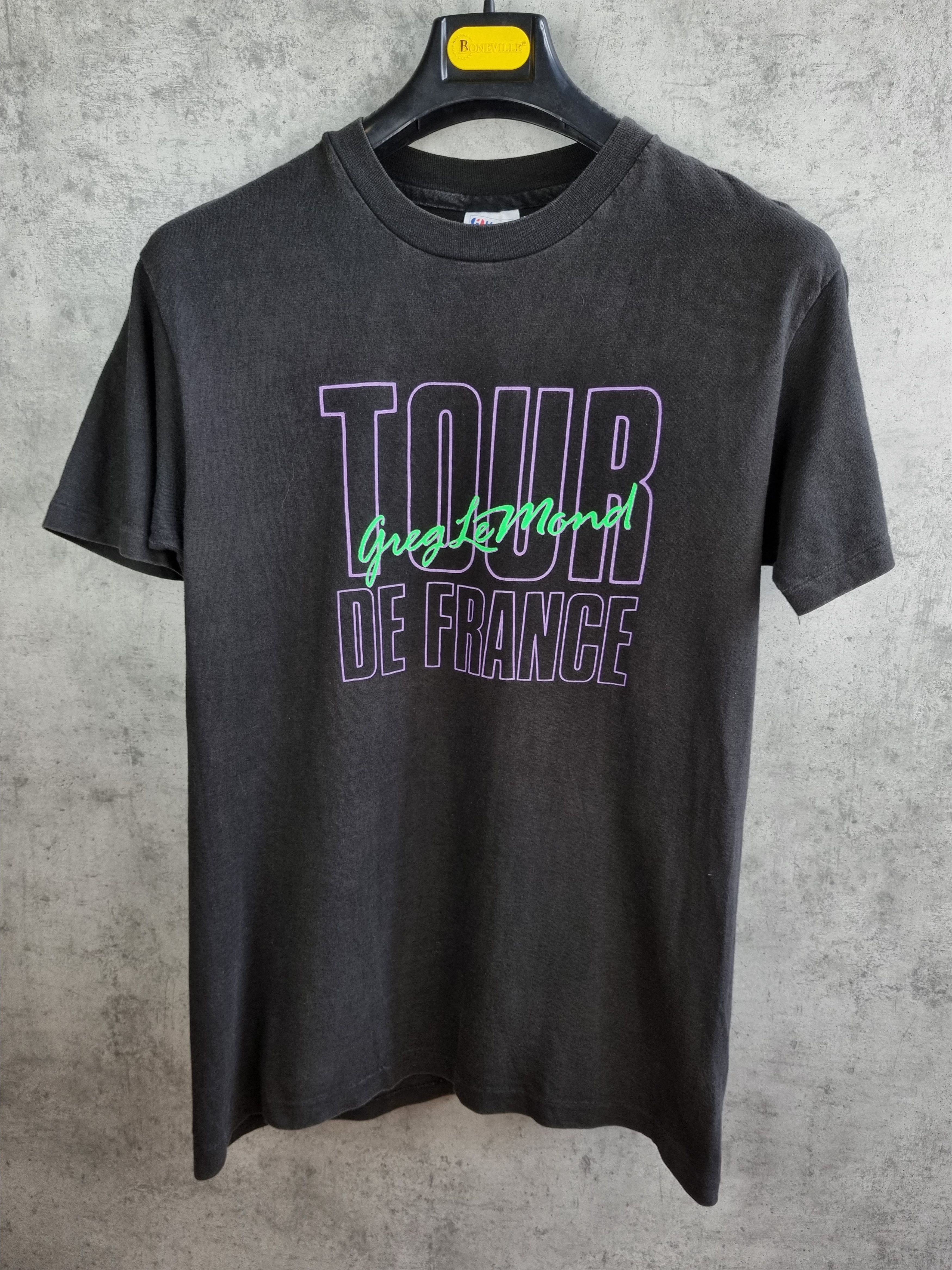 image of Bicycle x Cycle 90's Single Stitch Tour De France Faded Tee Shirt in Faded Black, Men's (Size Mediu