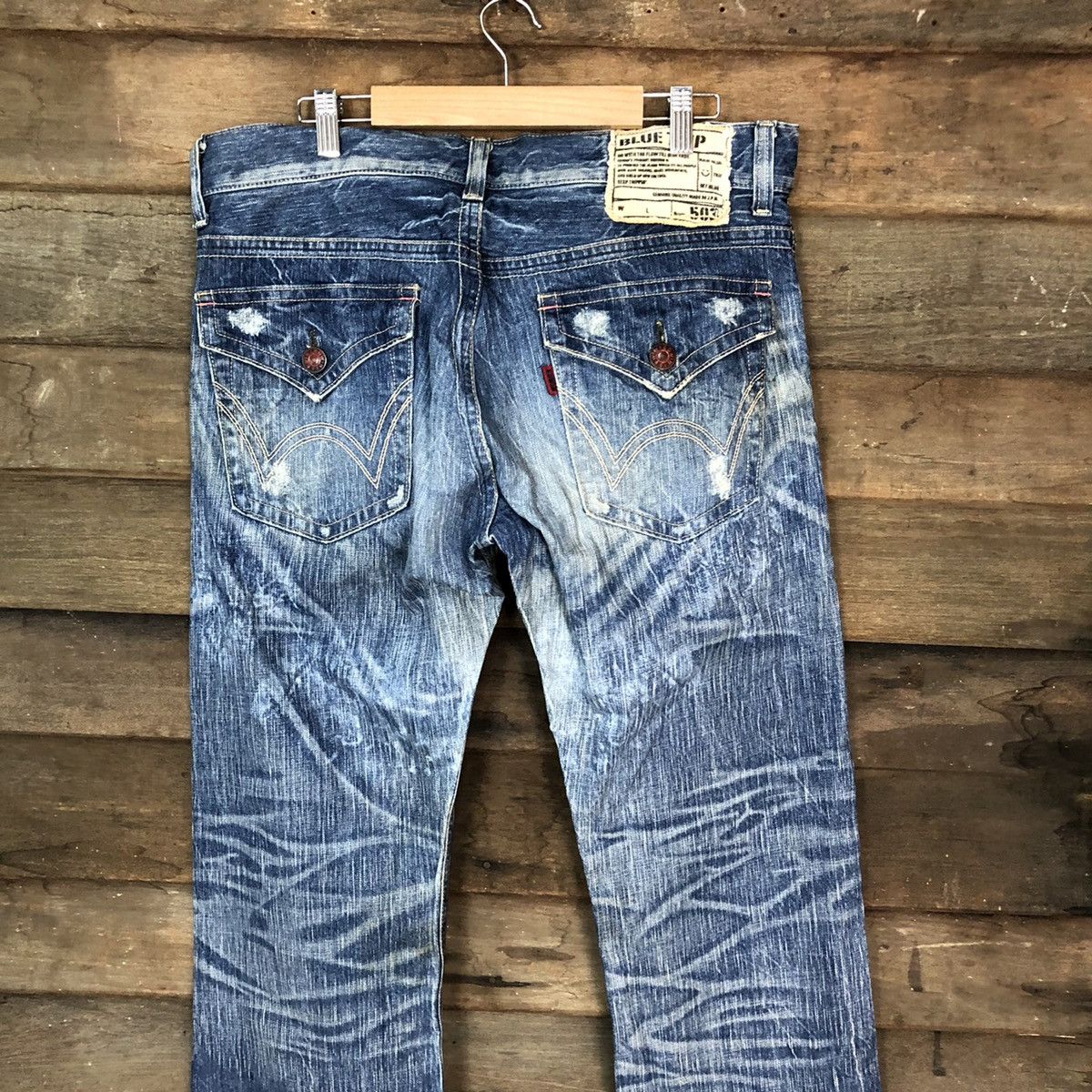 Edwin Edwin Blue Trip Blue faded Distressed Denim Pants #4652 Size US 34 / EU 50 - 12 Thumbnail