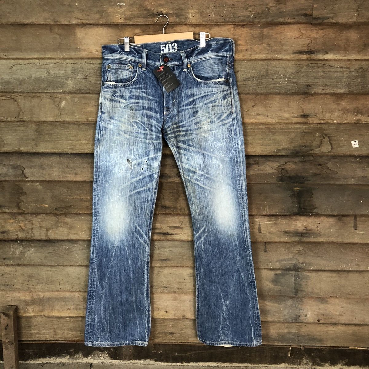Edwin Edwin Blue Trip Blue faded Distressed Denim Pants #4652 Size US 34 / EU 50 - 1 Thumbnail