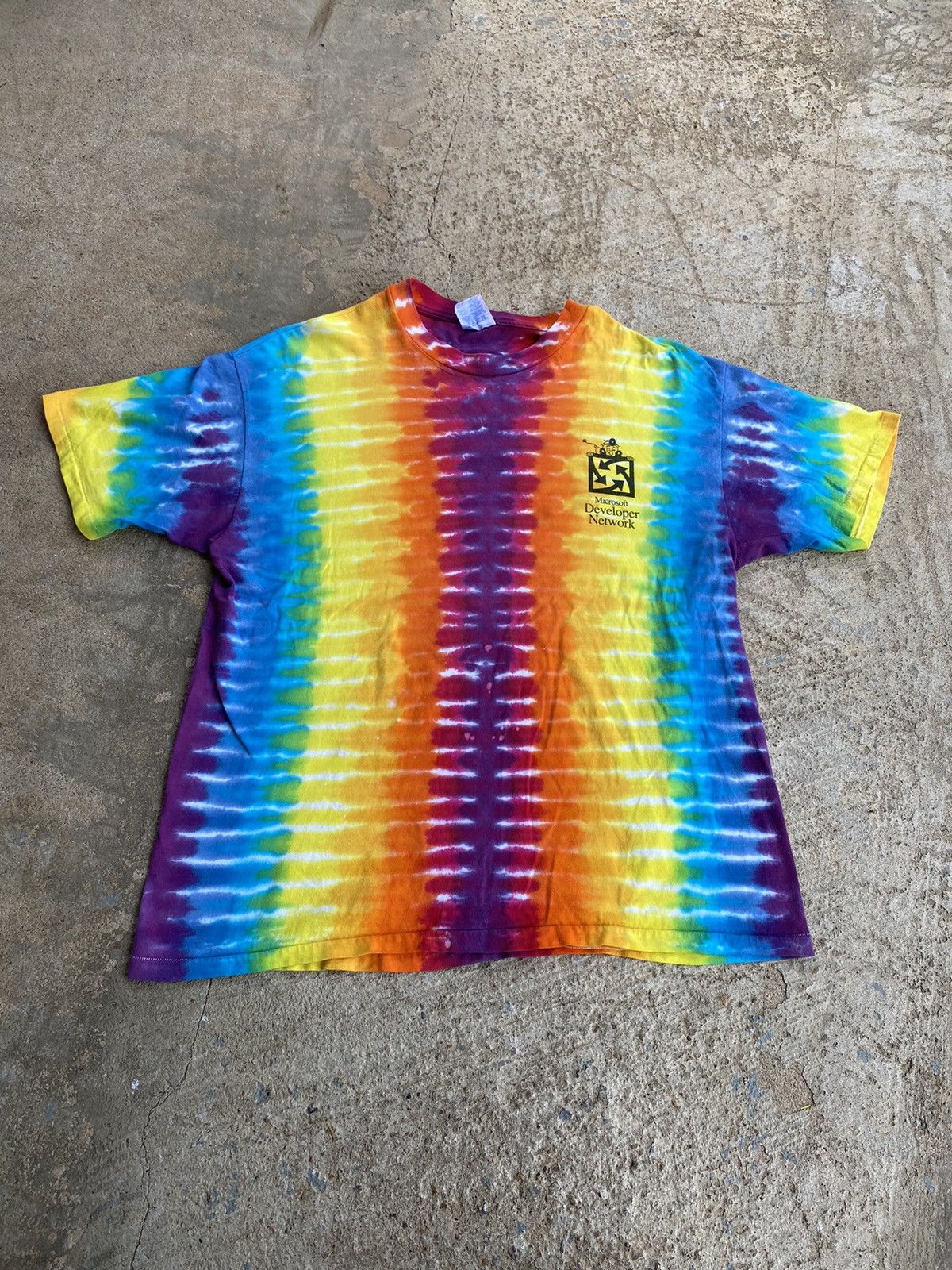 Microsoft × Vintage Vintage 90’s Microsoft Tie Dye Single Stitch Shirt Size US L / EU 52-54 / 3 - 1 Thumbnail