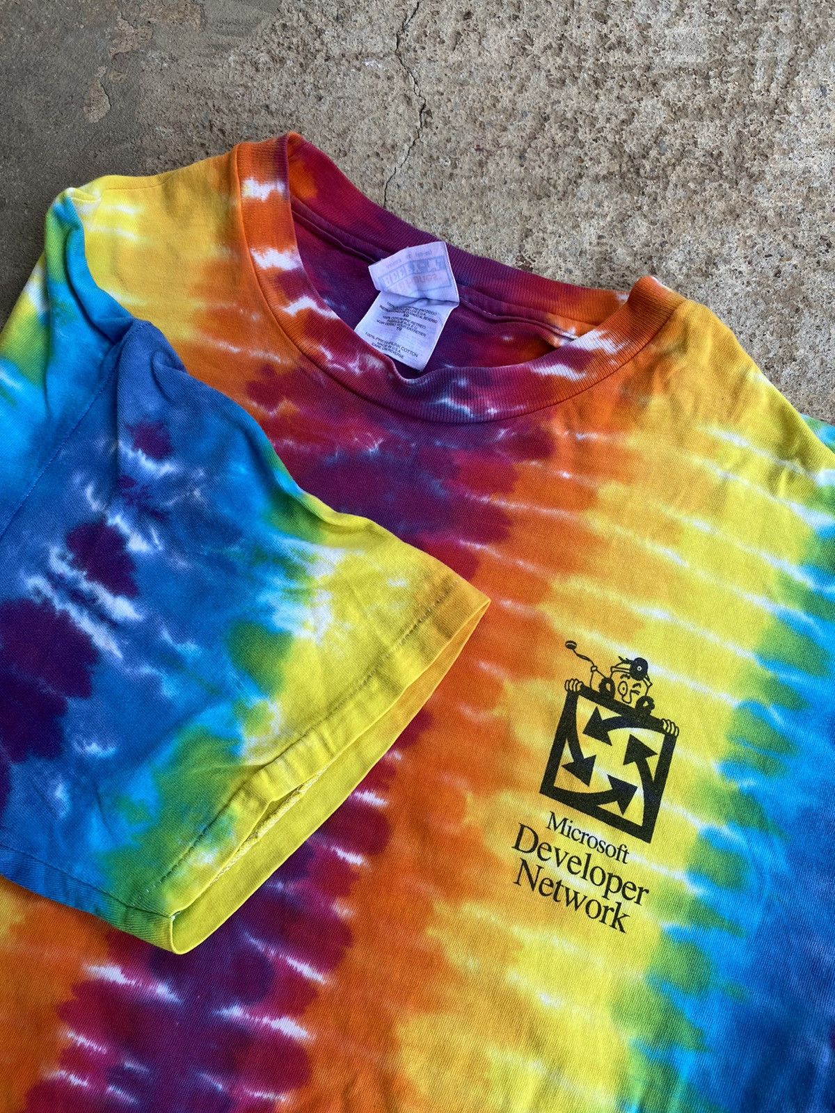 Microsoft × Vintage Vintage 90’s Microsoft Tie Dye Single Stitch Shirt Size US L / EU 52-54 / 3 - 2 Thumbnail