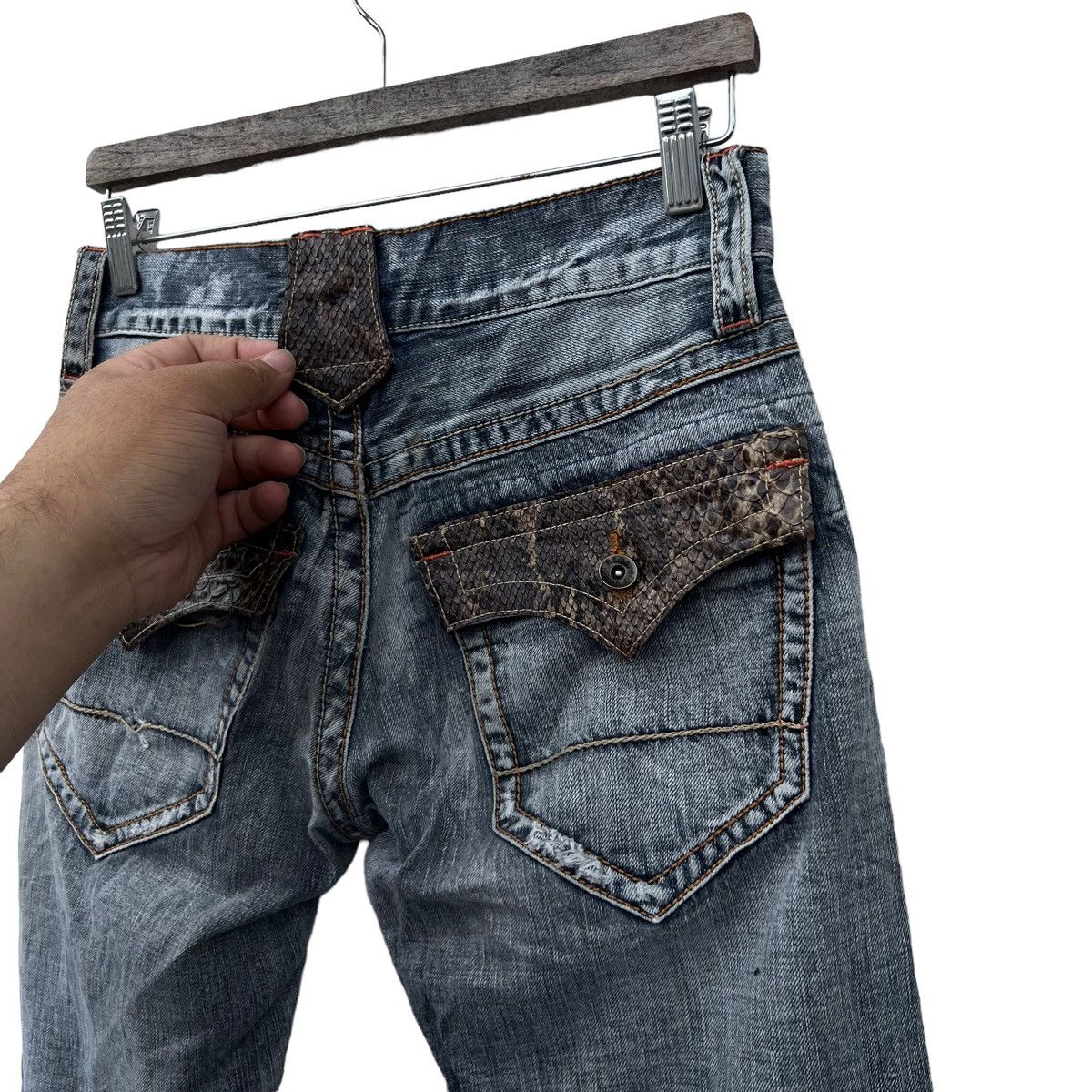 Hysteric Glamour VINTAGE DISTRESSED DENIM PUNK STYLE SNAKE SKIN DESIGN Size US 36 / EU 52 - 8 Thumbnail