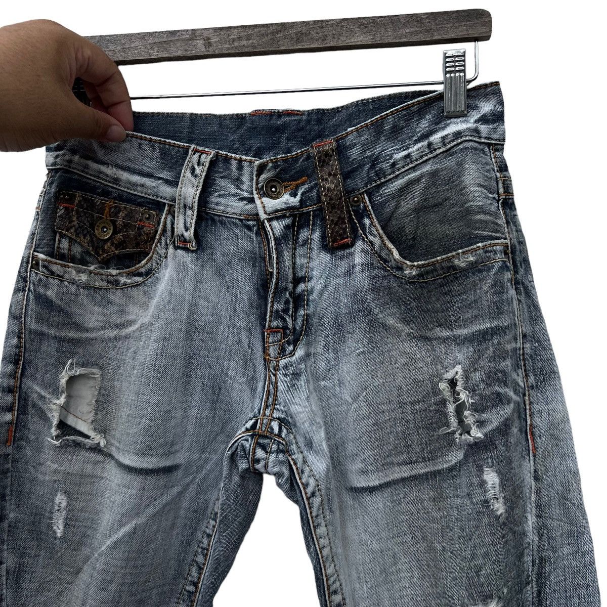 Hysteric Glamour VINTAGE DISTRESSED DENIM PUNK STYLE SNAKE SKIN DESIGN Size US 36 / EU 52 - 6 Thumbnail