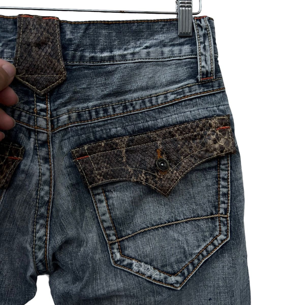 Hysteric Glamour VINTAGE DISTRESSED DENIM PUNK STYLE SNAKE SKIN DESIGN Size US 36 / EU 52 - 11 Thumbnail
