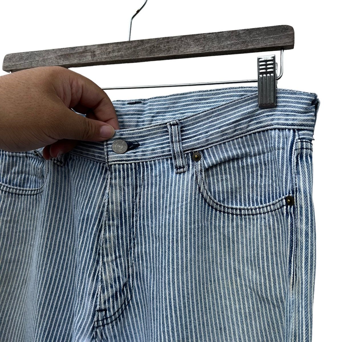 Beams Plus VINTAGE BEAMS JAPAN STRIPED DENIM JEANS RARE DESIGN Size US 36 / EU 52 - 6 Thumbnail