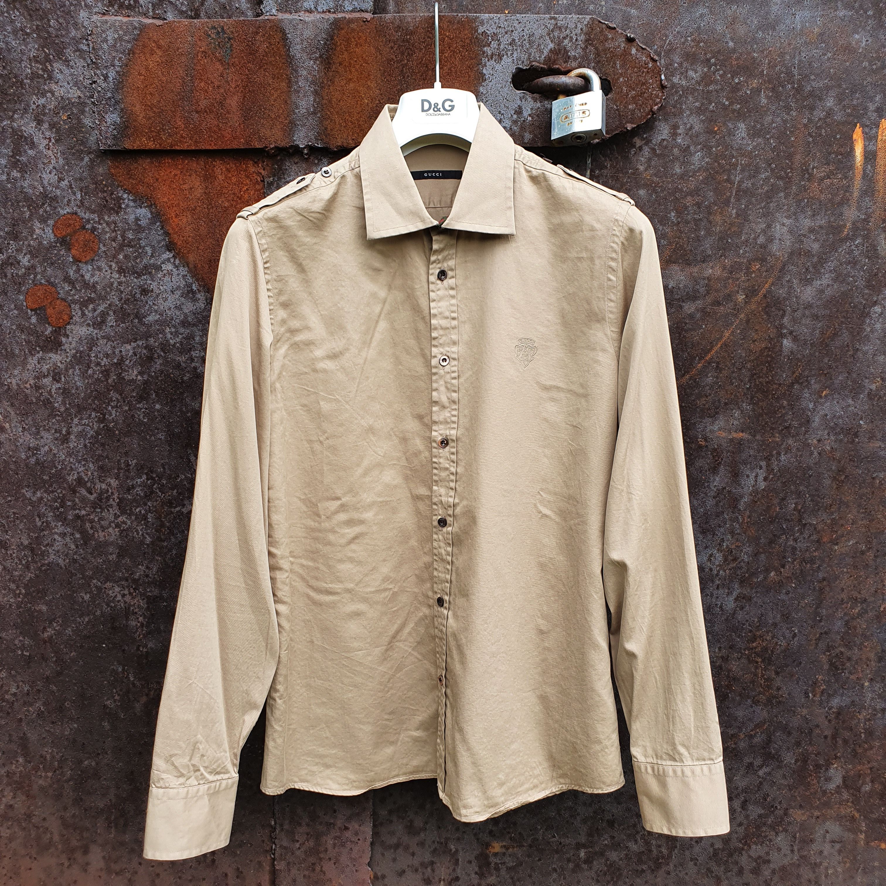 Gucci × Vintage 1997 GUCCI by Tom Ford Military Shirt Made in Italy Size US M / EU 48-50 / 2 - 2 Thumbnail