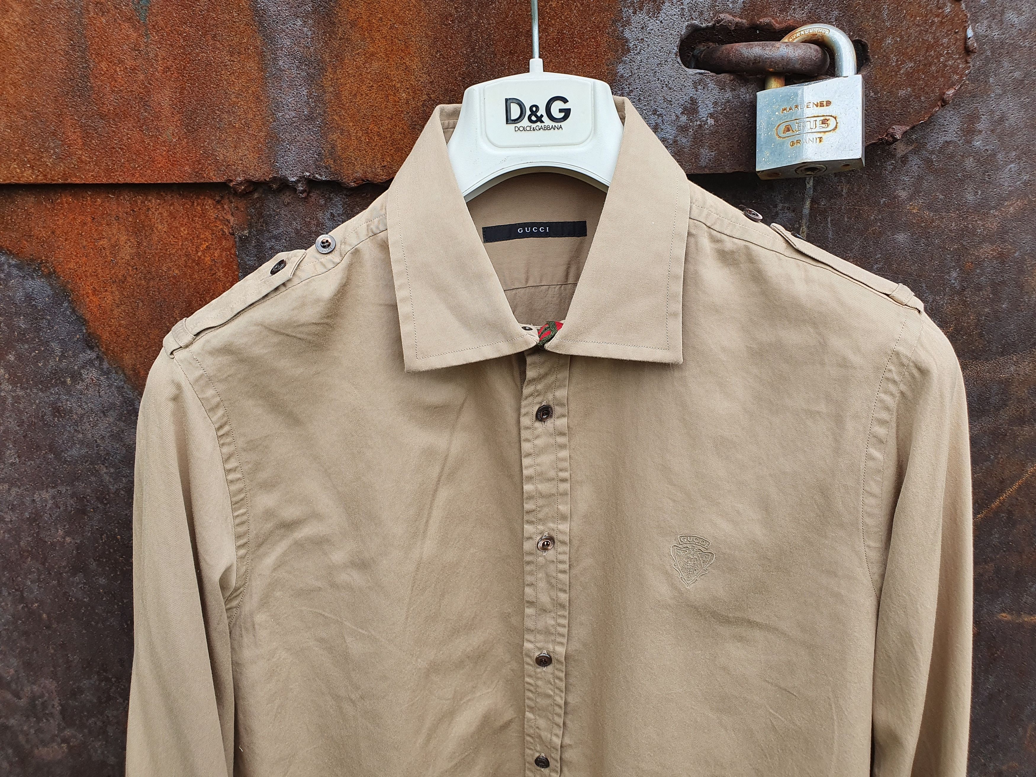 Gucci × Vintage 1997 GUCCI by Tom Ford Military Shirt Made in Italy Size US M / EU 48-50 / 2 - 1 Thumbnail