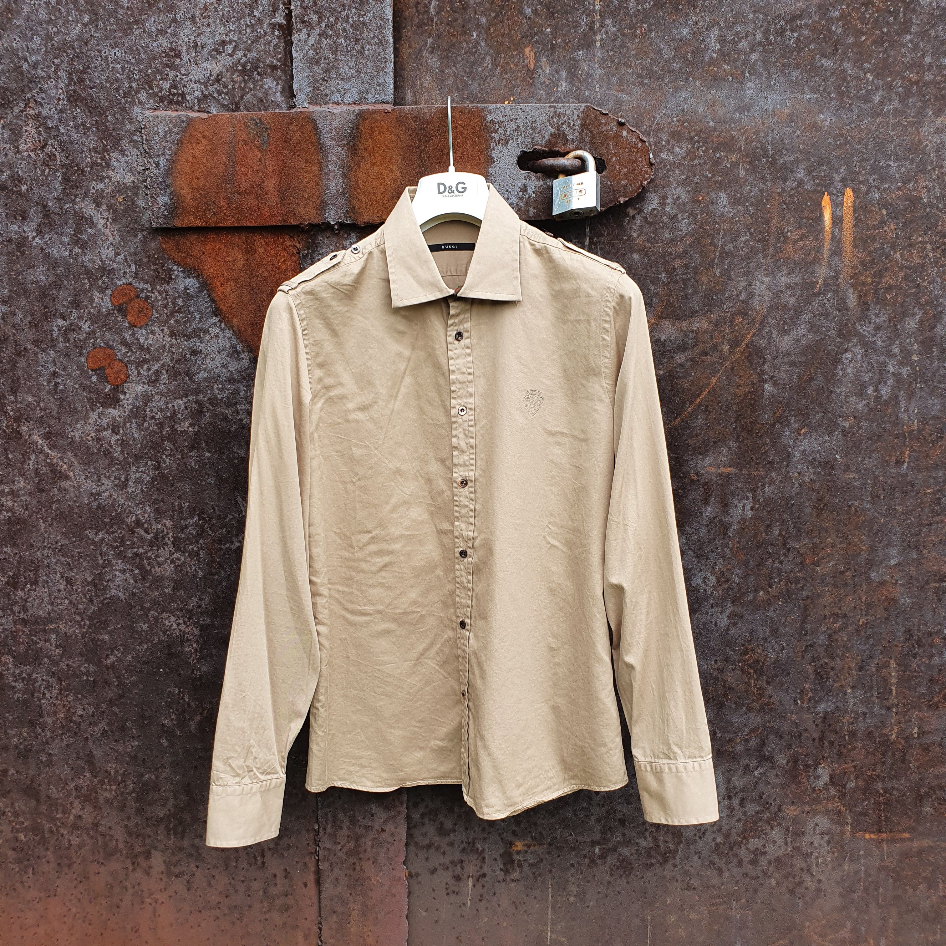 Gucci × Vintage 1997 GUCCI by Tom Ford Military Shirt Made in Italy Size US M / EU 48-50 / 2 - 3 Thumbnail