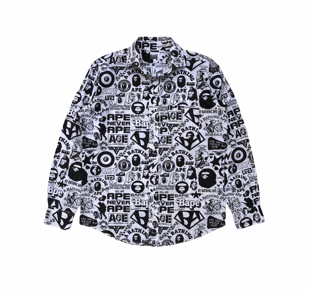 Bape Newspaper Button Up Shirt Size US M / EU 48-50 / 2 - 1 Thumbnail