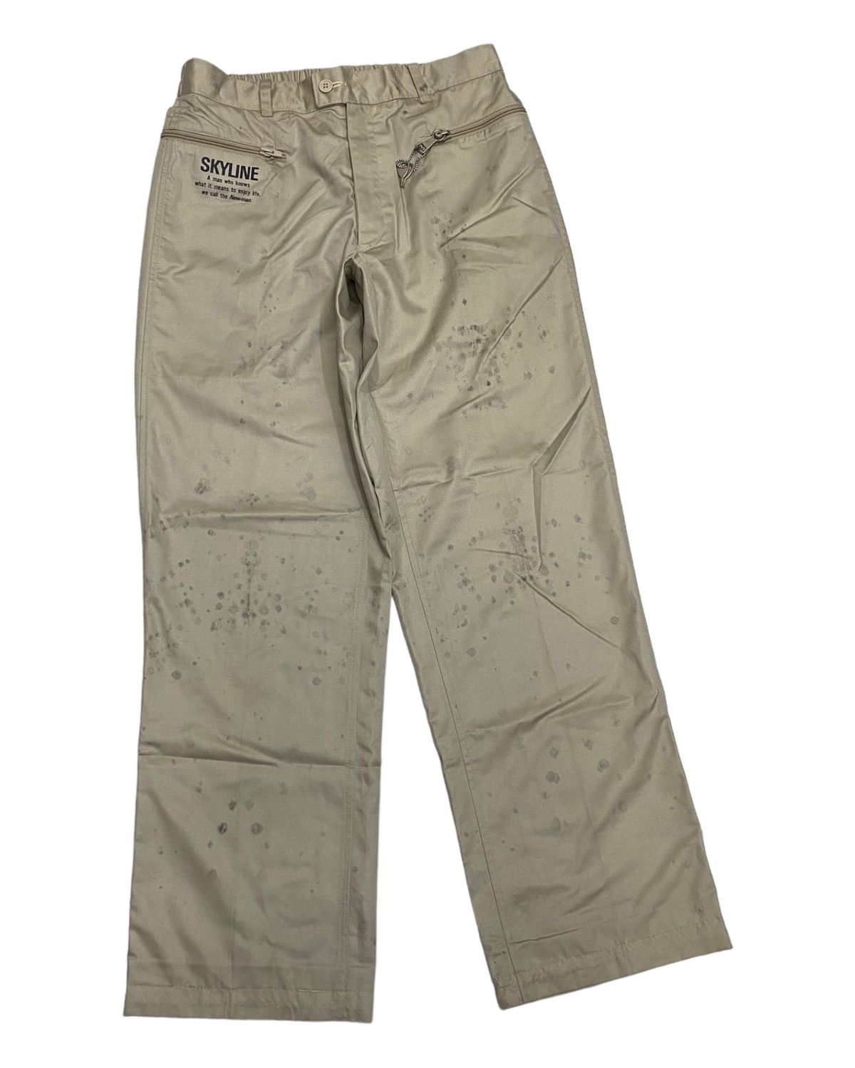 Issey Miyake 🔥VINTAGE 80s SKYLINE THRASHED OIL STAINS PANTS Size US 30 / EU 46 - 6 Thumbnail