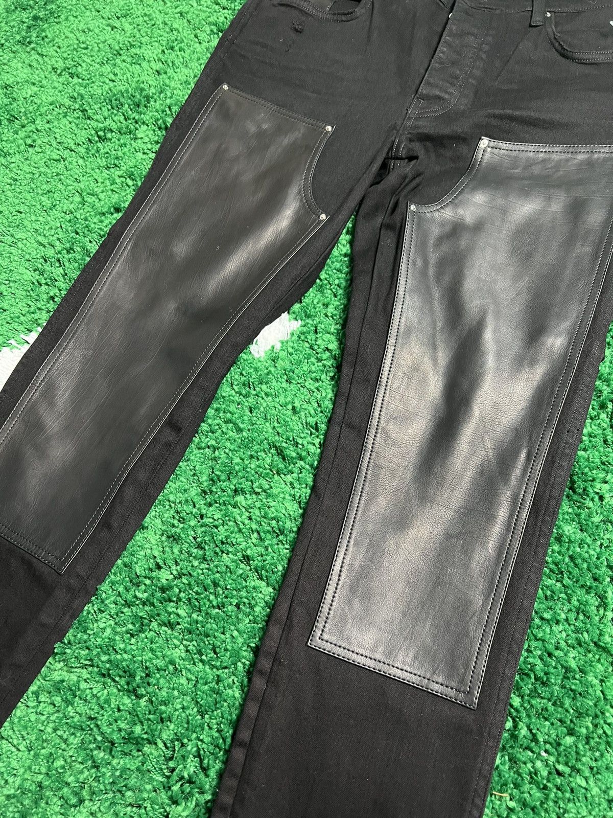 Amiri Amiri Workman Leather Patch Jeans Size US 36 / EU 52 - 2 Thumbnail