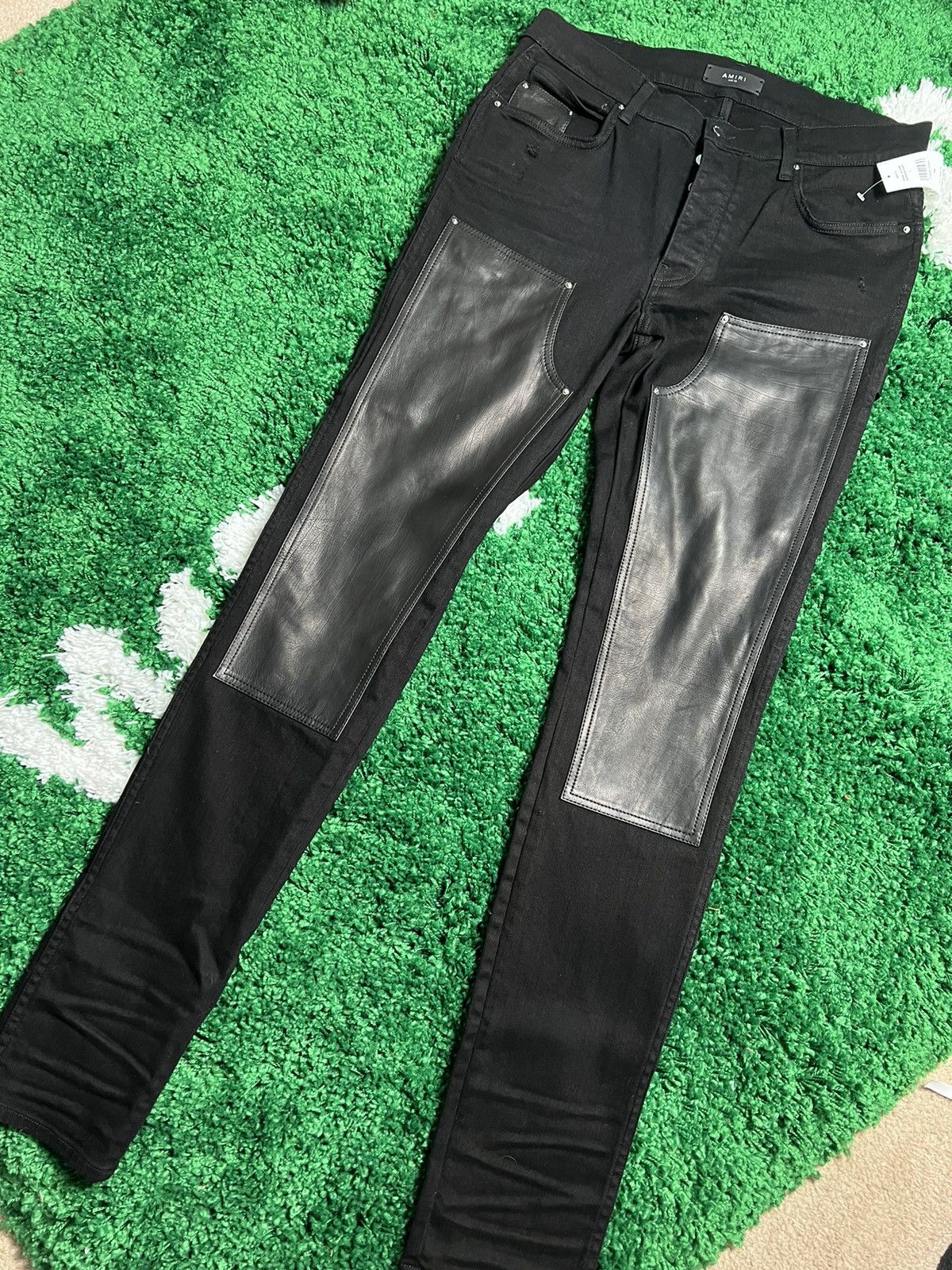 Amiri Amiri Workman Leather Patch Jeans Size US 36 / EU 52 - 1 Thumbnail