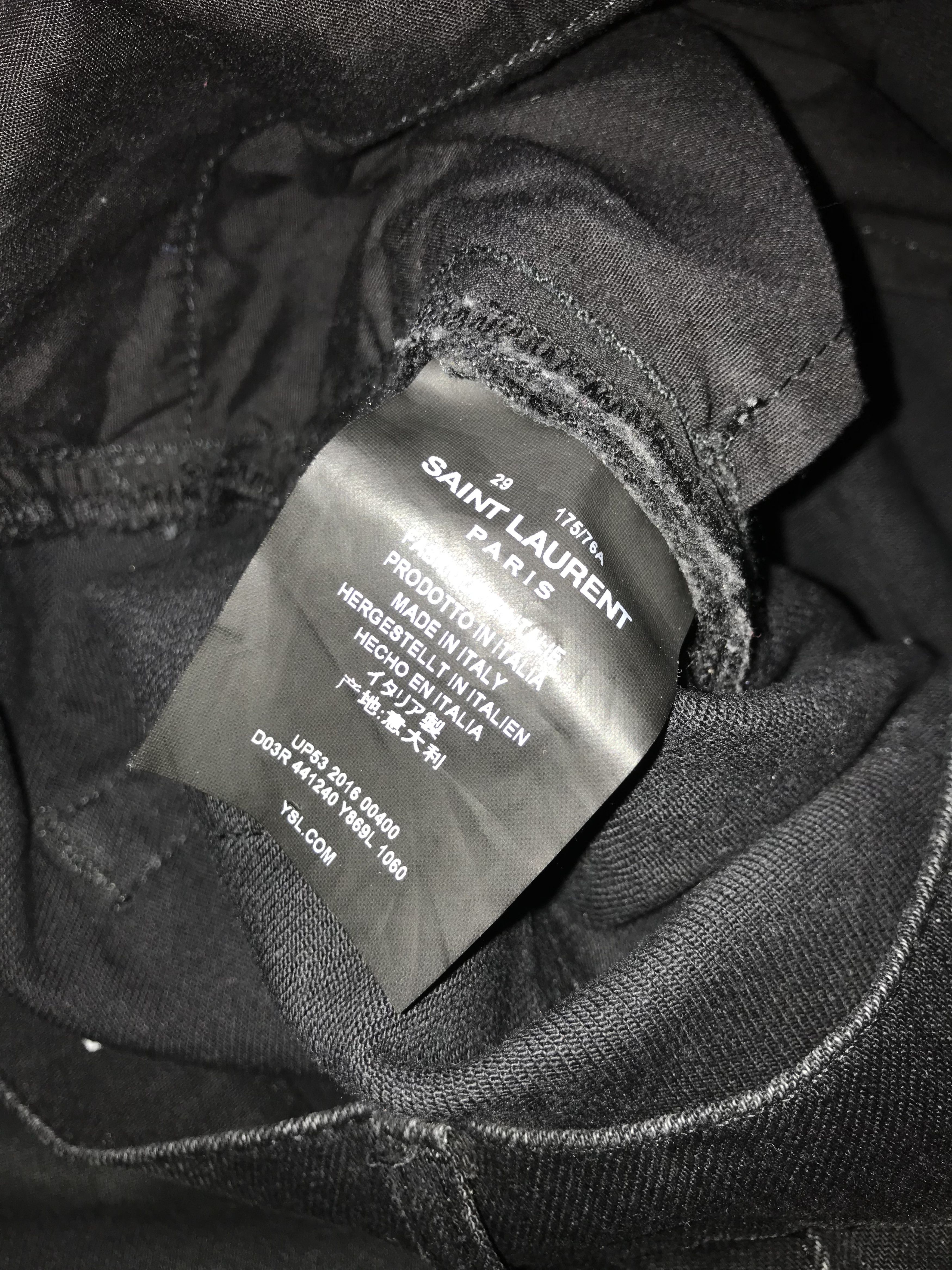 Saint Laurent Paris FW16 Single Knee Rip Black Wash D02 Jeans Size US 29 - 8 Thumbnail