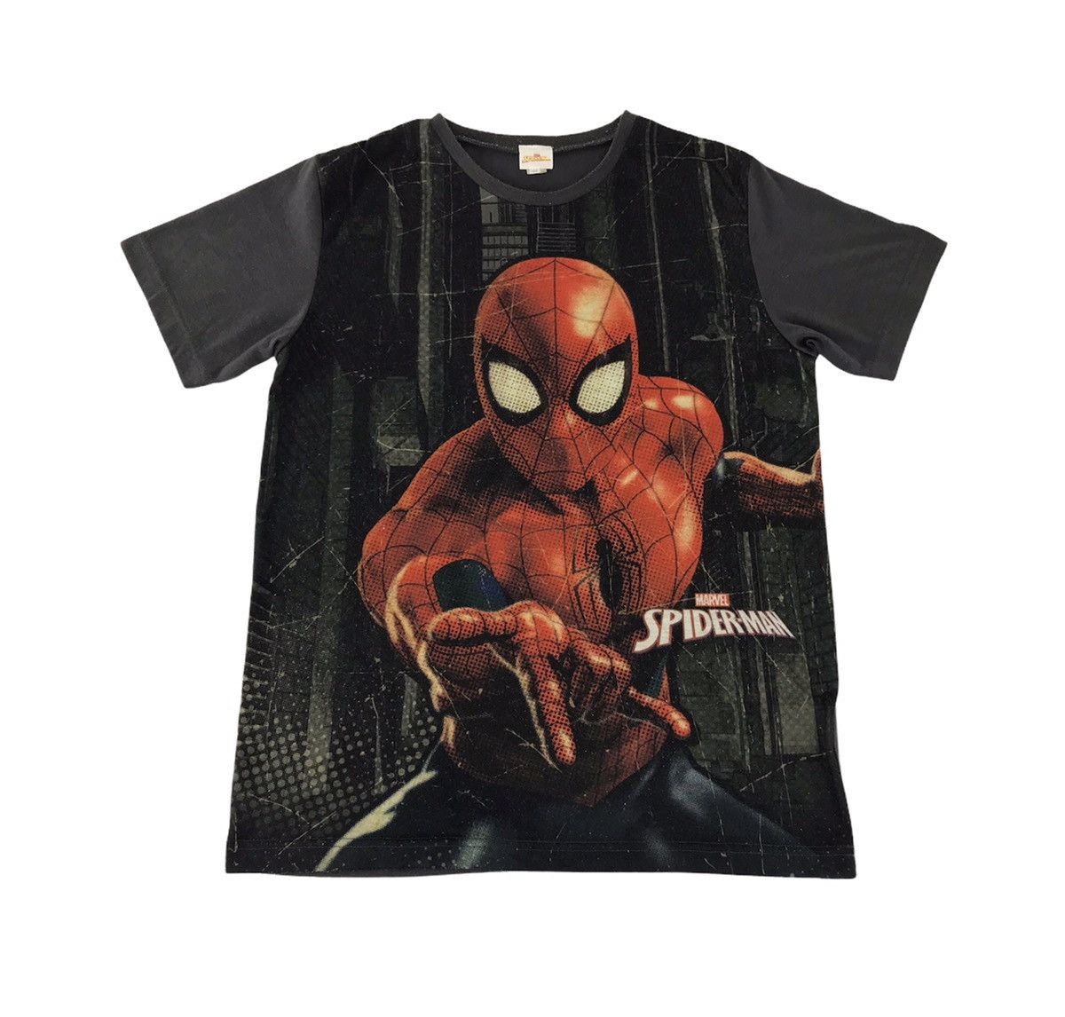 image of Marvel Comics x Movie Vintage Marvel Spider Man Superhero Character All Over in Black (Size Small)