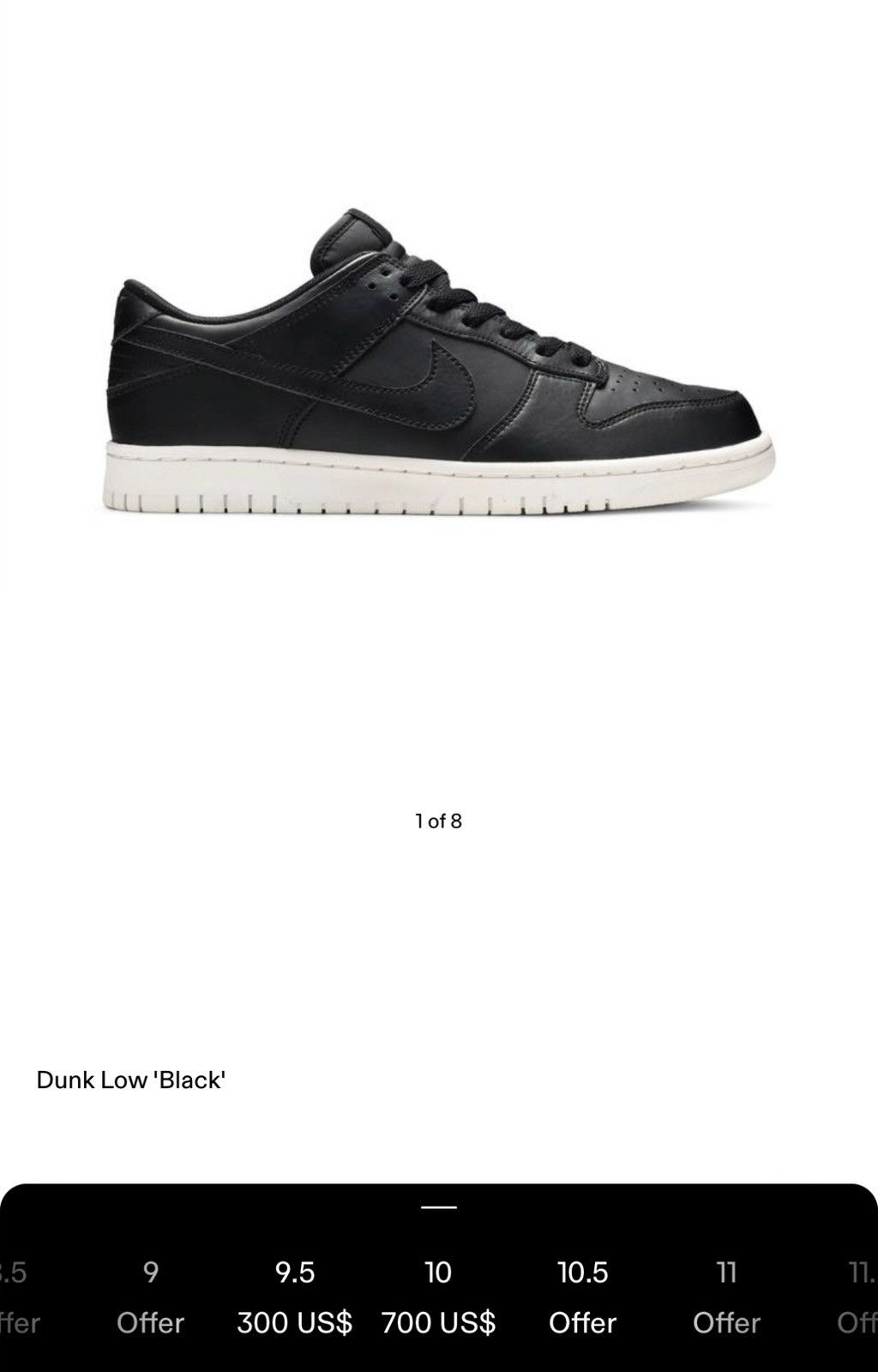 Nike Rare Nike Dunk Low Black Leather 2018 sneakers Size US 10 / EU 43 - 8 Thumbnail