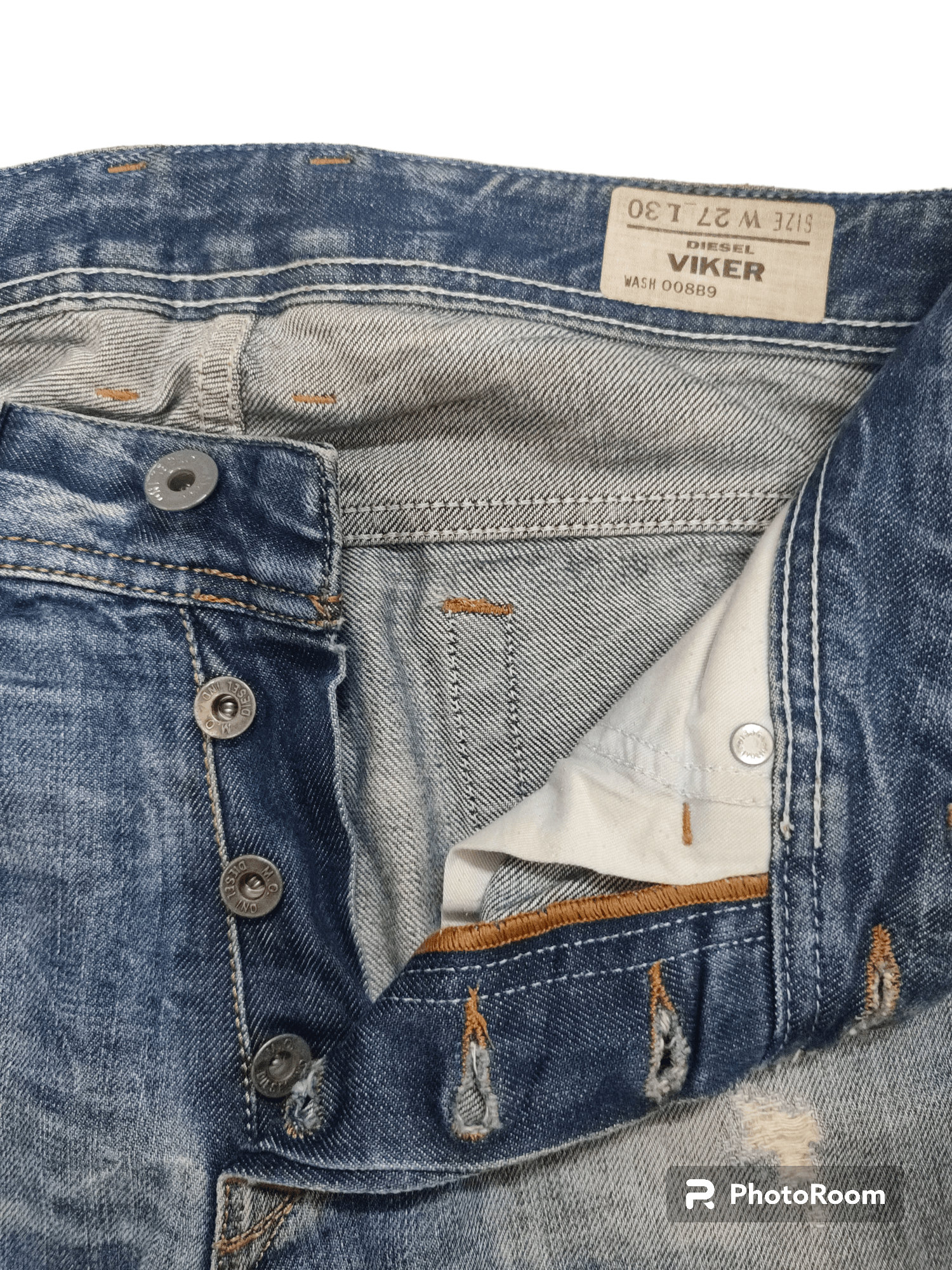 Diesel Hot!!!🔥Diesel Viker Distressed Denim Size US 27 - 4 Thumbnail