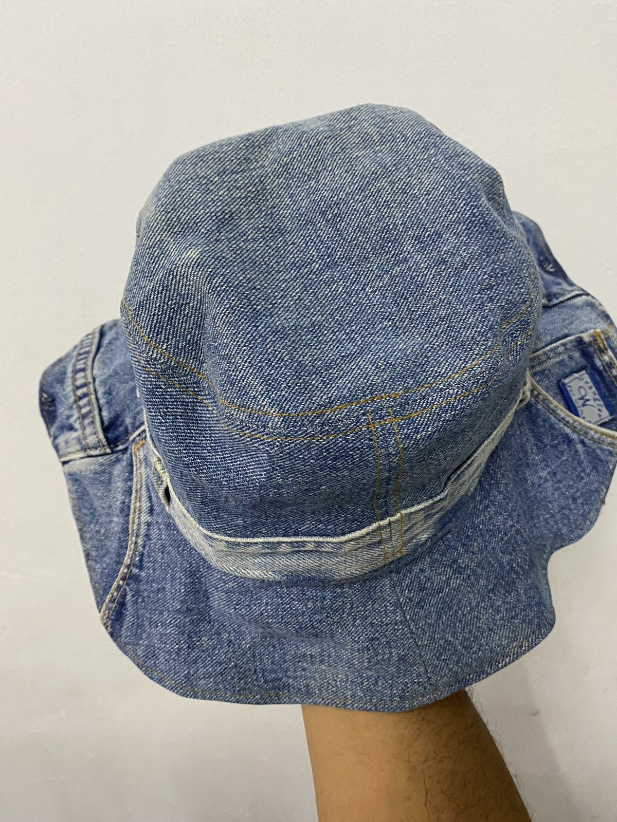 Japanese Brand Distress Qoupdetat Denim Bucket Hat Size ONE SIZE - 4 Thumbnail