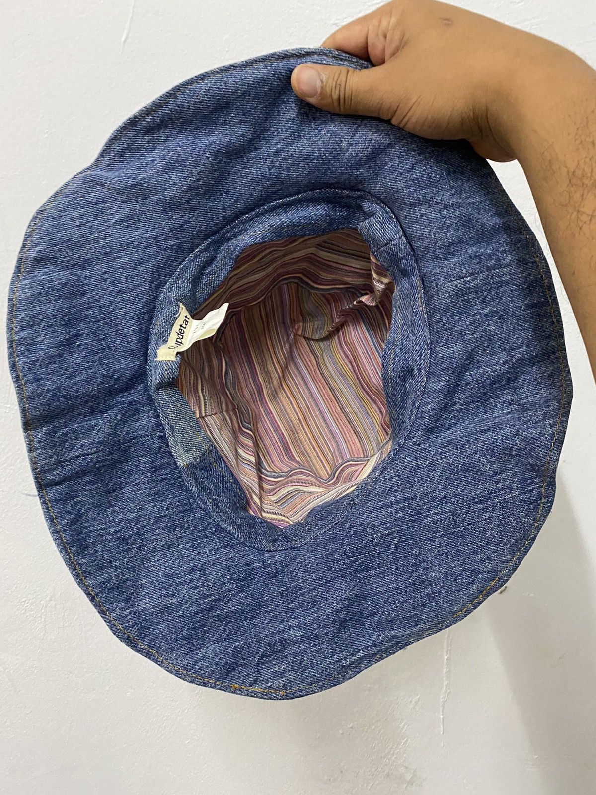 Japanese Brand Distress Qoupdetat Denim Bucket Hat Size ONE SIZE - 5 Thumbnail