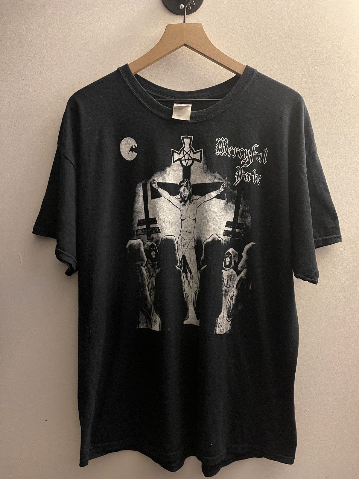 image of Band Tees x Vintage Mercyful Fate Crucifixion Metal Band Tee Shirt XL in Black, Men's