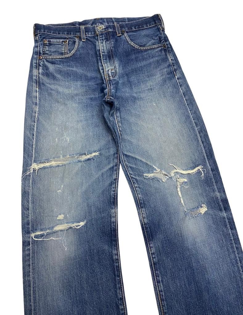 Levi's VINTAGE LEVIS BIG E 502 SELVEDGE DISTRESSED DENIM JEANS Size US 33 - 4 Thumbnail