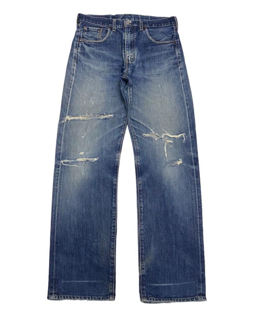 Levi's VINTAGE LEVIS BIG E 502 SELVEDGE DISTRESSED DENIM JEANS Size US 33 - 8 Thumbnail