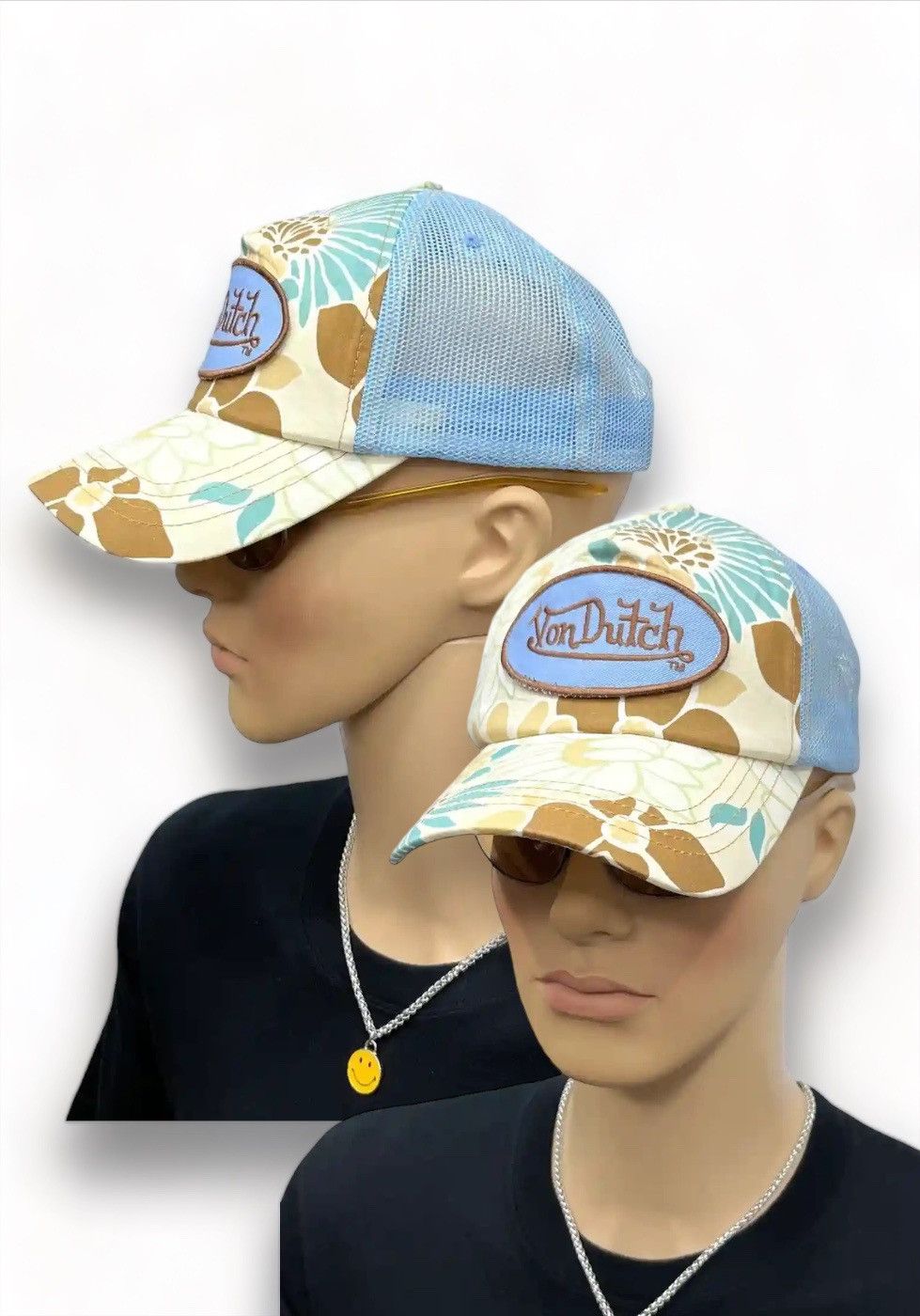 Denim & Flower × Von Dutch VON DUTCH Full Print Floral Design Snapback Trucker Hat Size ONE SIZE - 1 Thumbnail