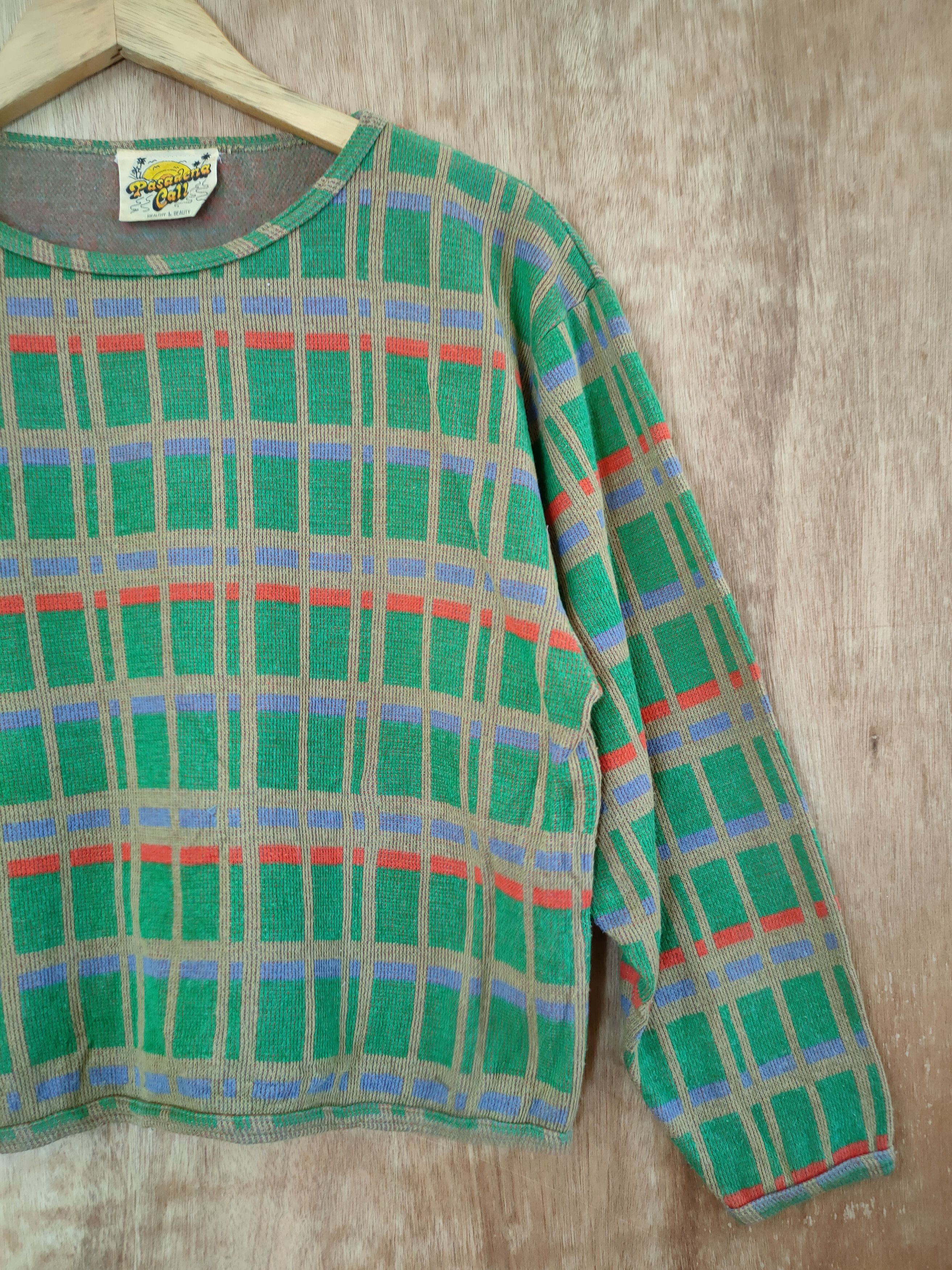 Vintage Pasadena Call checkered crop top vintage knitwear #46-651 Size S / US 4 / IT 40 - 3 Thumbnail