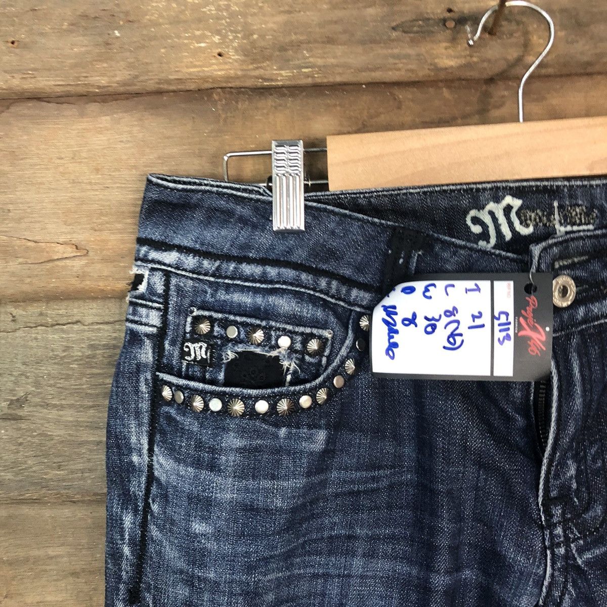 Japanese Brand Miss Me skull Dark Blue Cropped Denim Pants #5113 Size 30" / US 8 / IT 44 - 4 Thumbnail